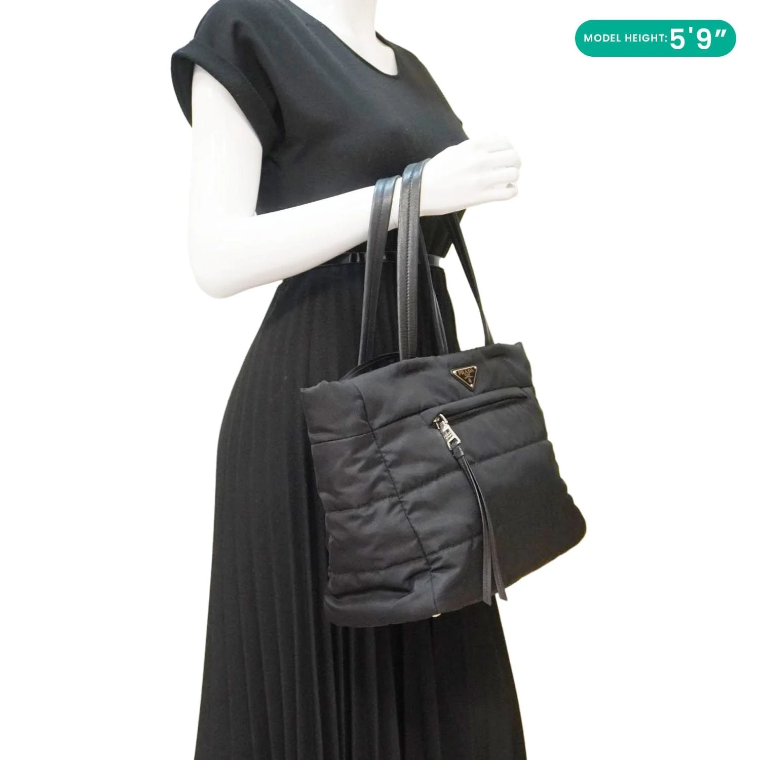 PRADA Tessuto Bomber Nylon Shopping Tote Bag Black - Image 2