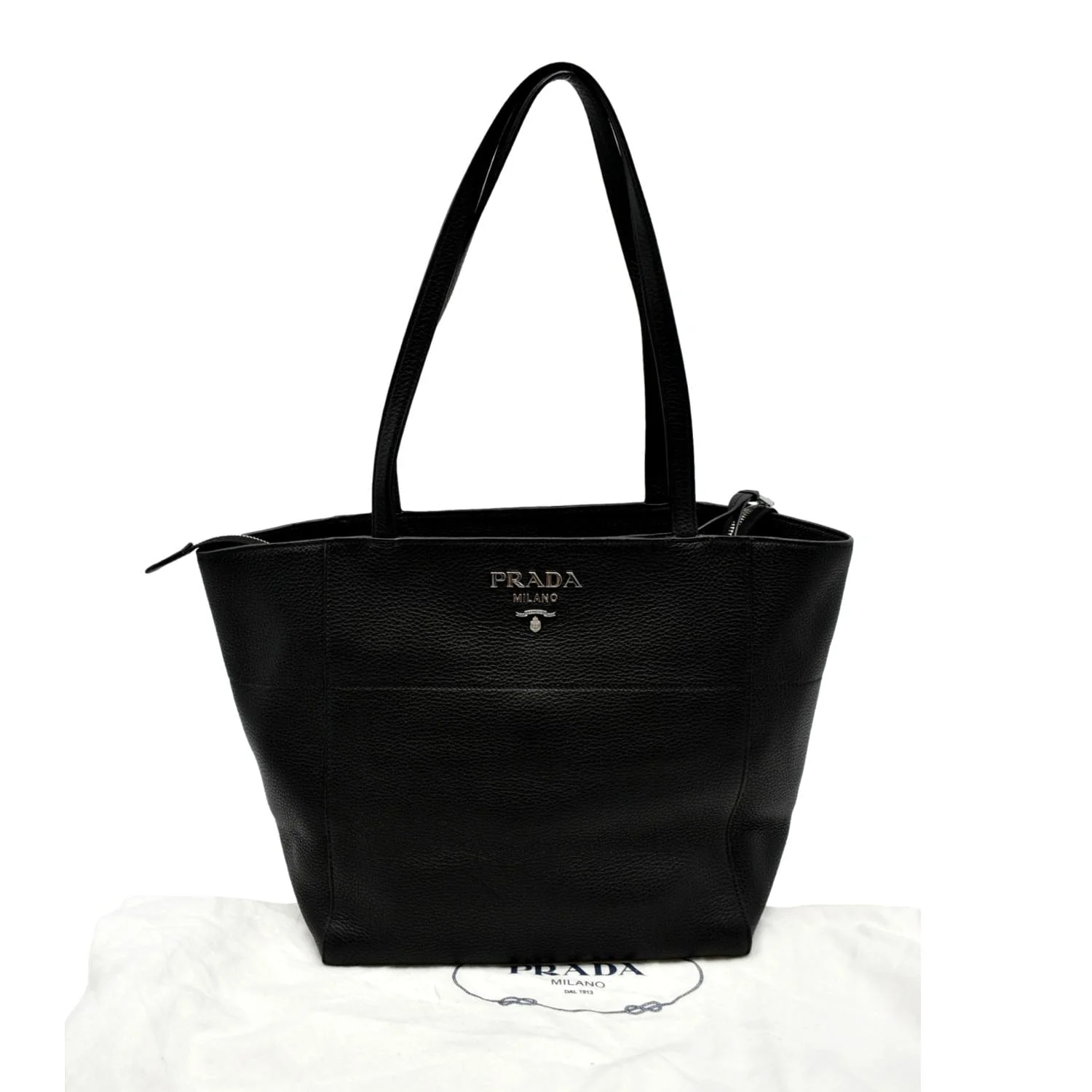 PRADA Leather Tote Bag Black - Image 3