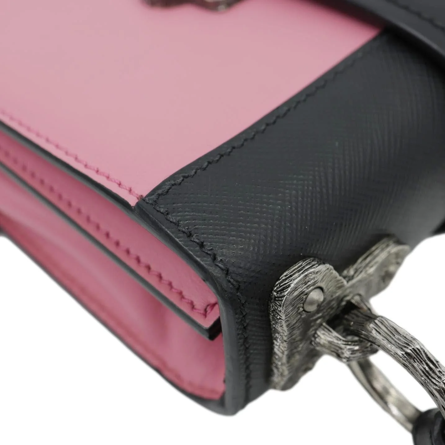 PRADA Cahier City Small Calf Saffiano Leather Chain Crossbody Bag Pink - Image 5