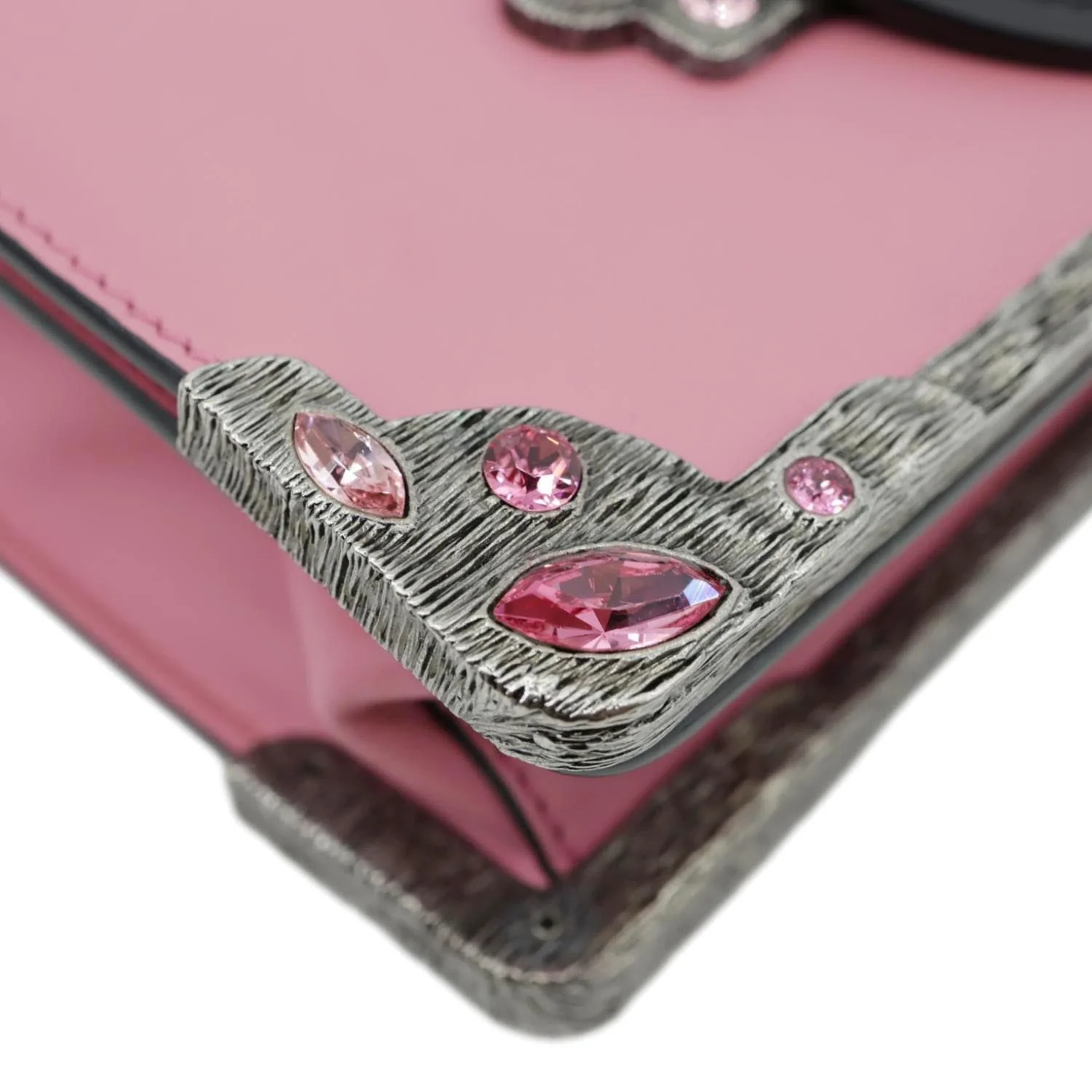 PRADA Cahier City Small Calf Saffiano Leather Chain Crossbody Bag Pink - Image 7