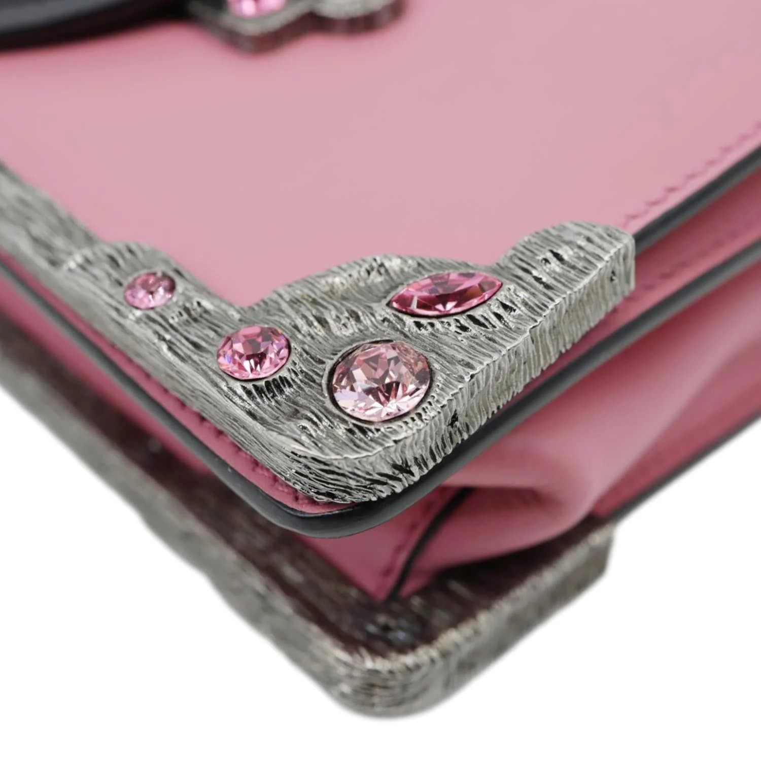 PRADA Cahier City Small Calf Saffiano Leather Chain Crossbody Bag Pink - Image 8