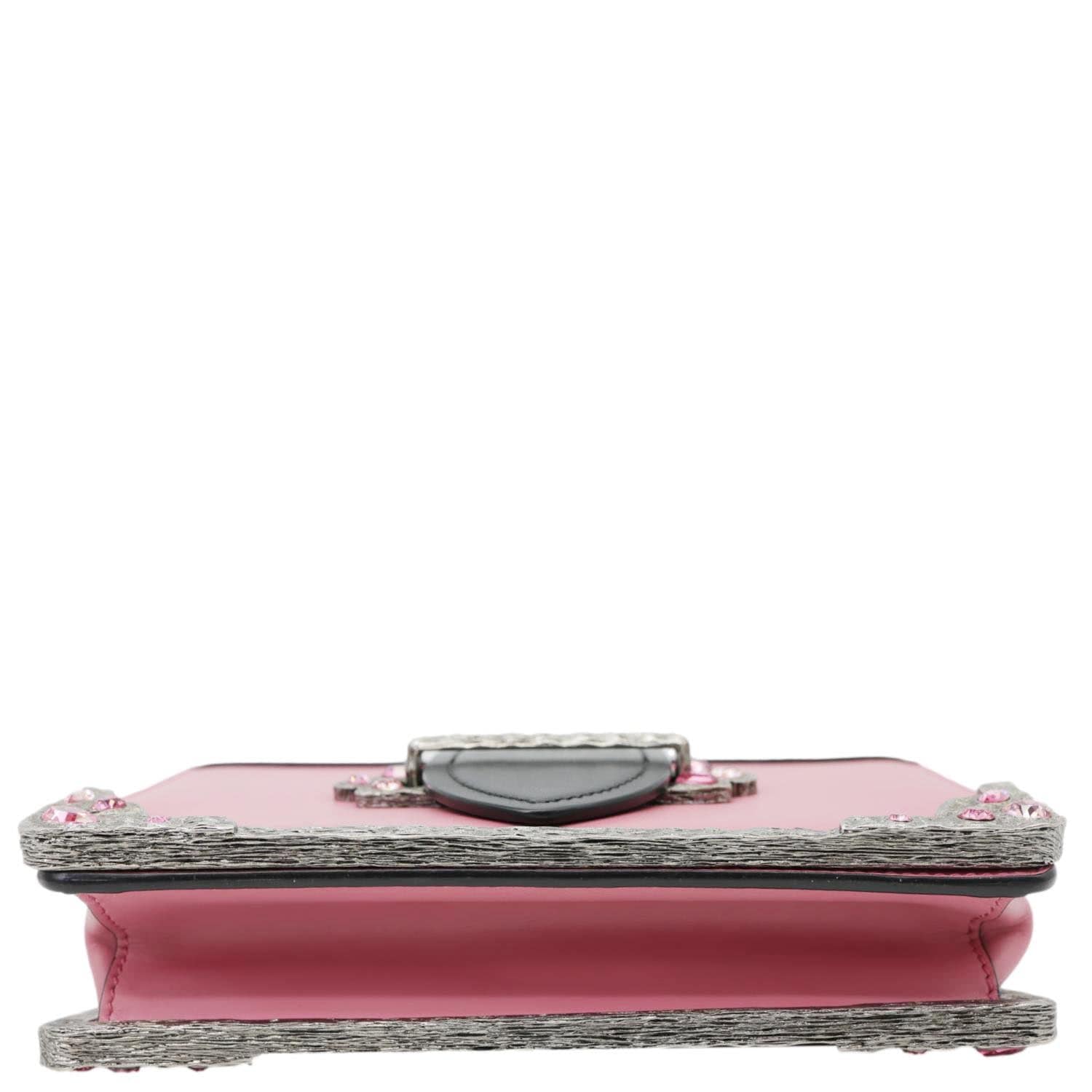 PRADA Cahier City Small Calf Saffiano Leather Chain Crossbody Bag Pink - Image 9