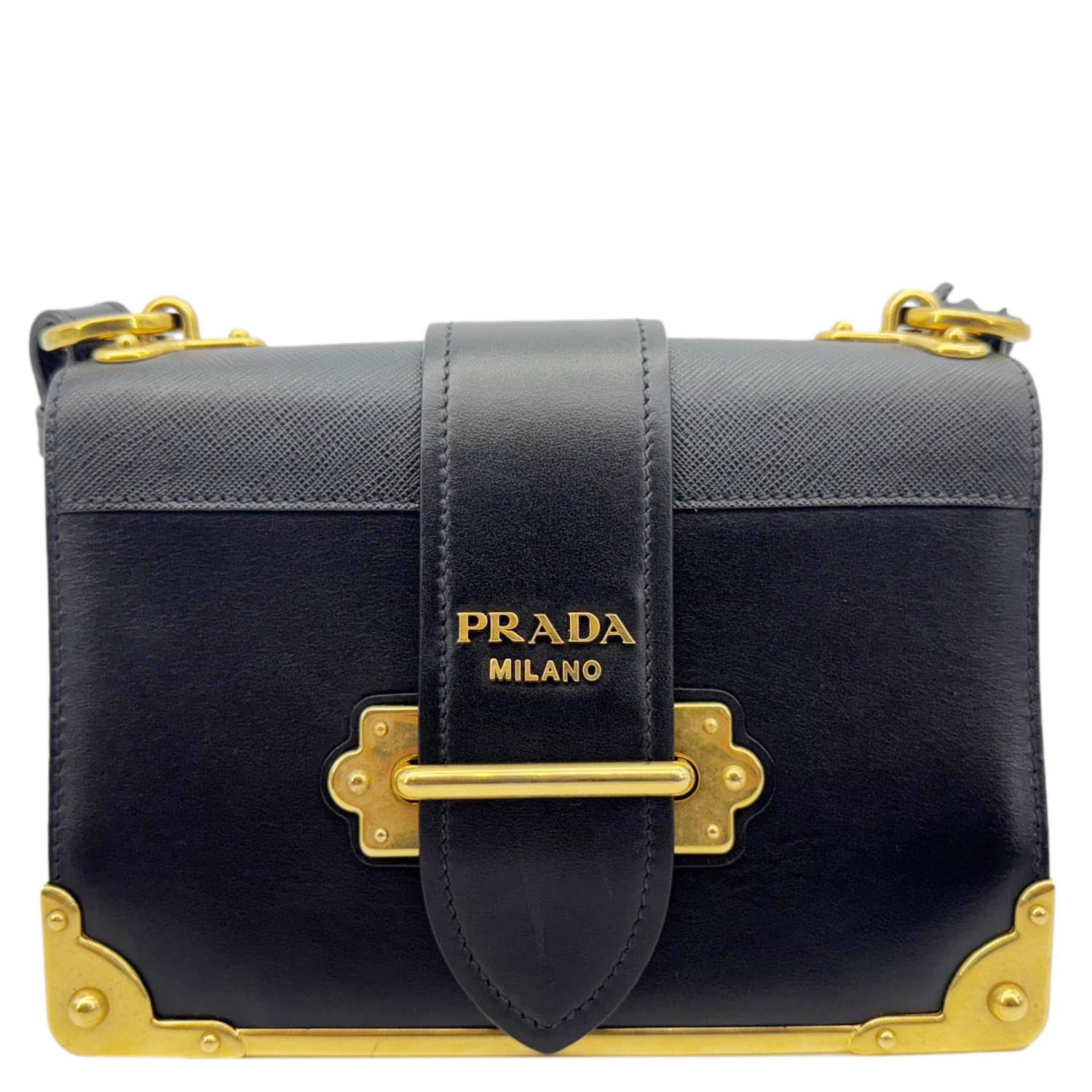 PRADA Cahier City Calfskin Leather Shoulder Bag Black - Image 4