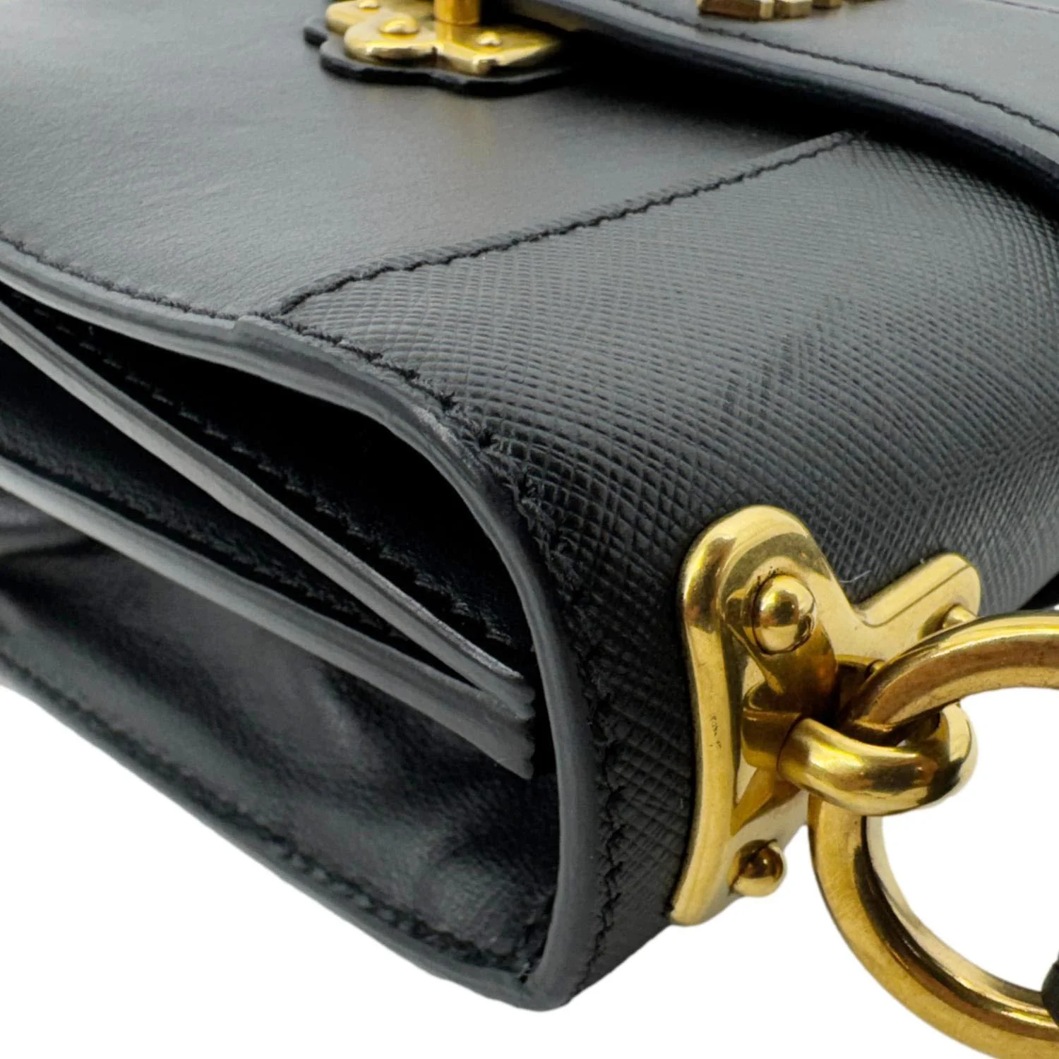 PRADA Cahier City Calfskin Leather Shoulder Bag Black - Image 6