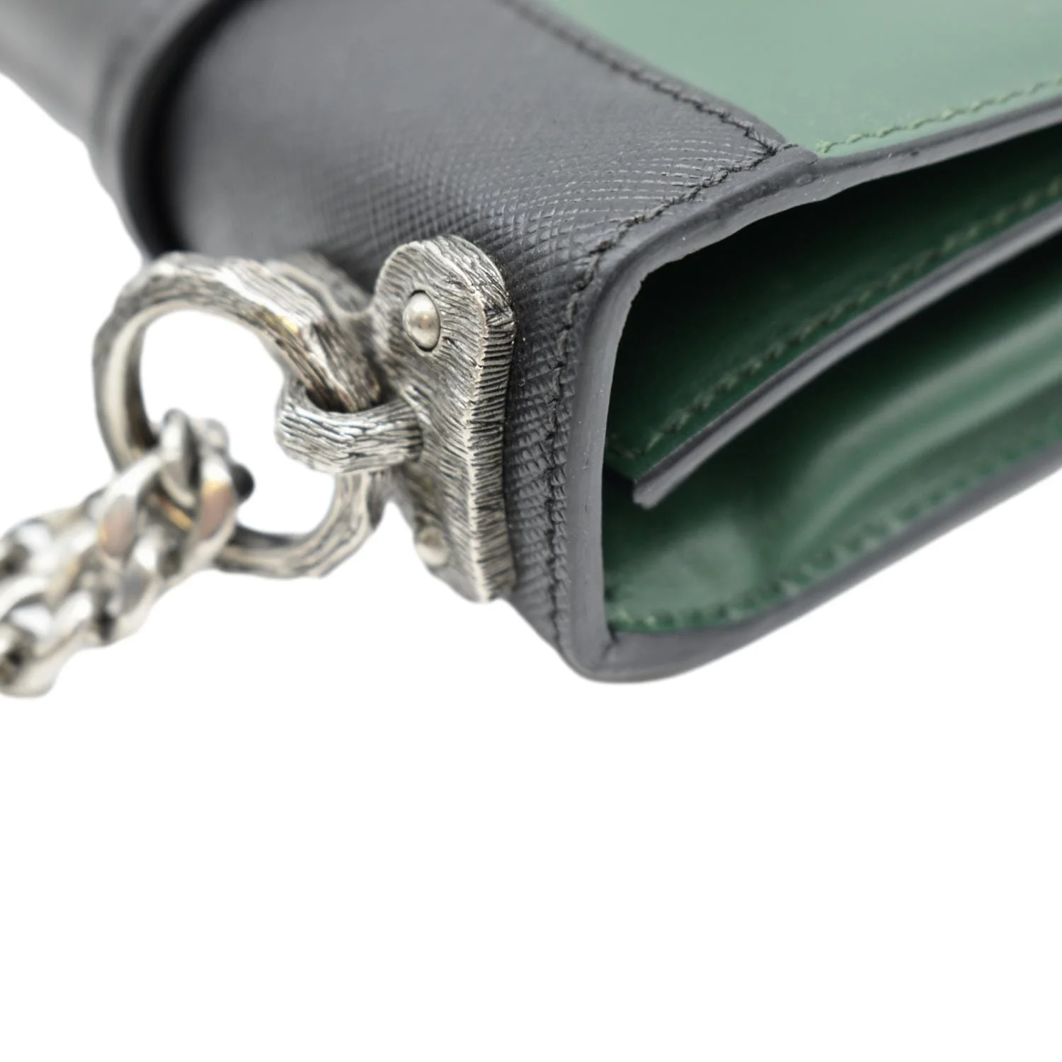 PRADA Cahier Swarovski Crystals Leather Shoulder Bag Green - Image 8