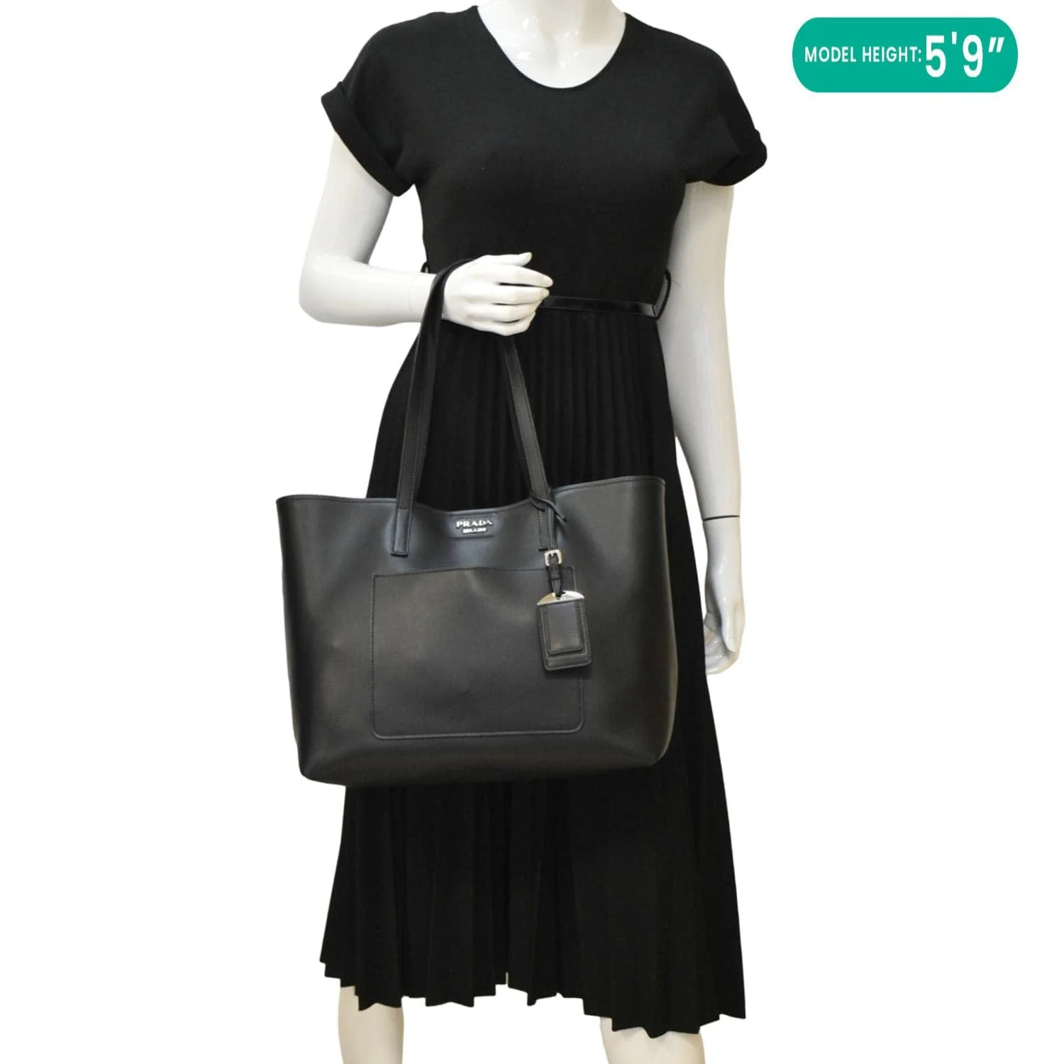 PRADA City Large Calf Leather Shopping Tote Shoulder Bag Black - Image 2
