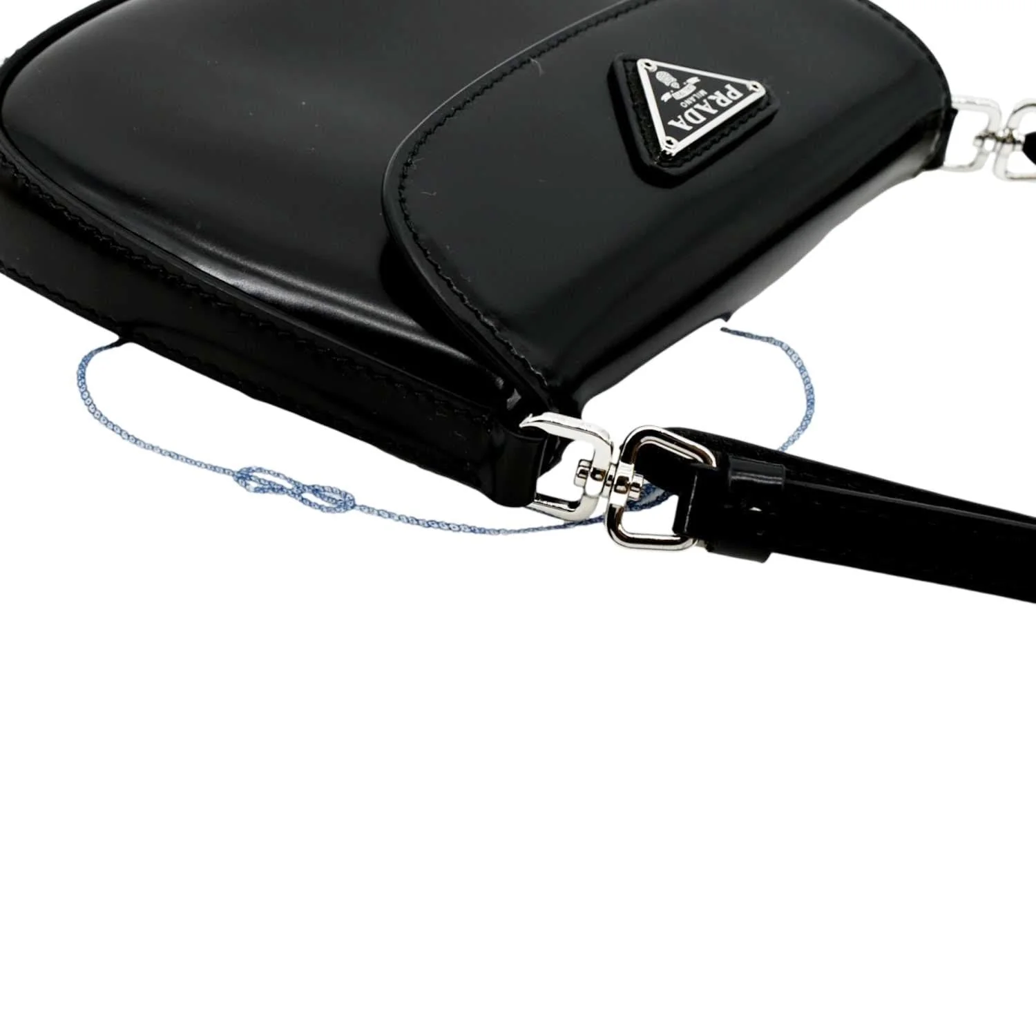 PRADA Cleo Mini Brushed Leather Crossbody Bag Black - Image 6