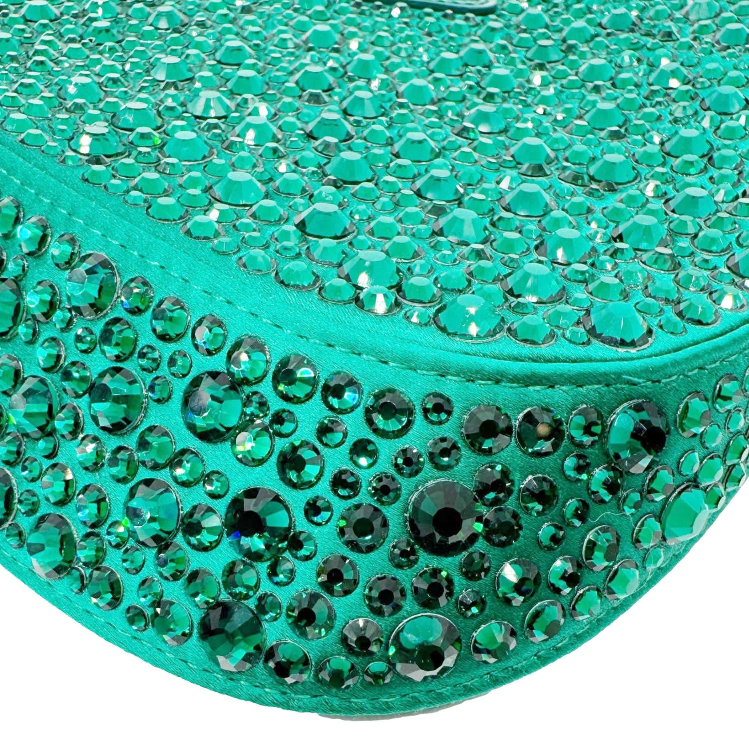 PRADA Cleo Cristal Embellished Satin Shoulder Bag Emerald Green - Image 11