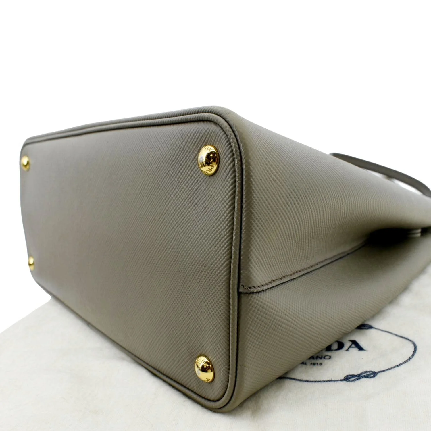 PRADA Double Handle Saffiano Leather Tote Bag Grey - Image 7