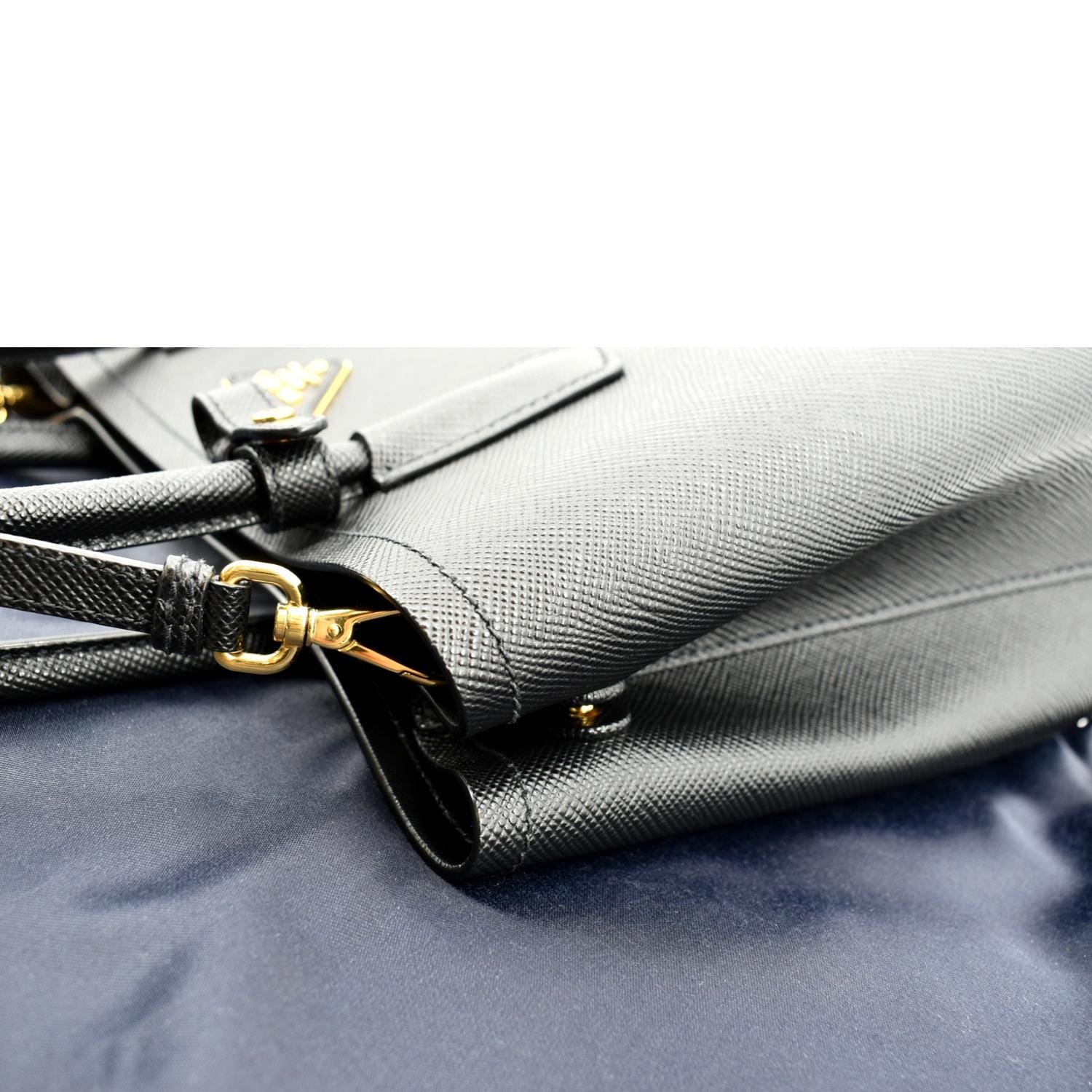 PRADA Double Handle Saffiano Leather Tote Bag Black - Image 6