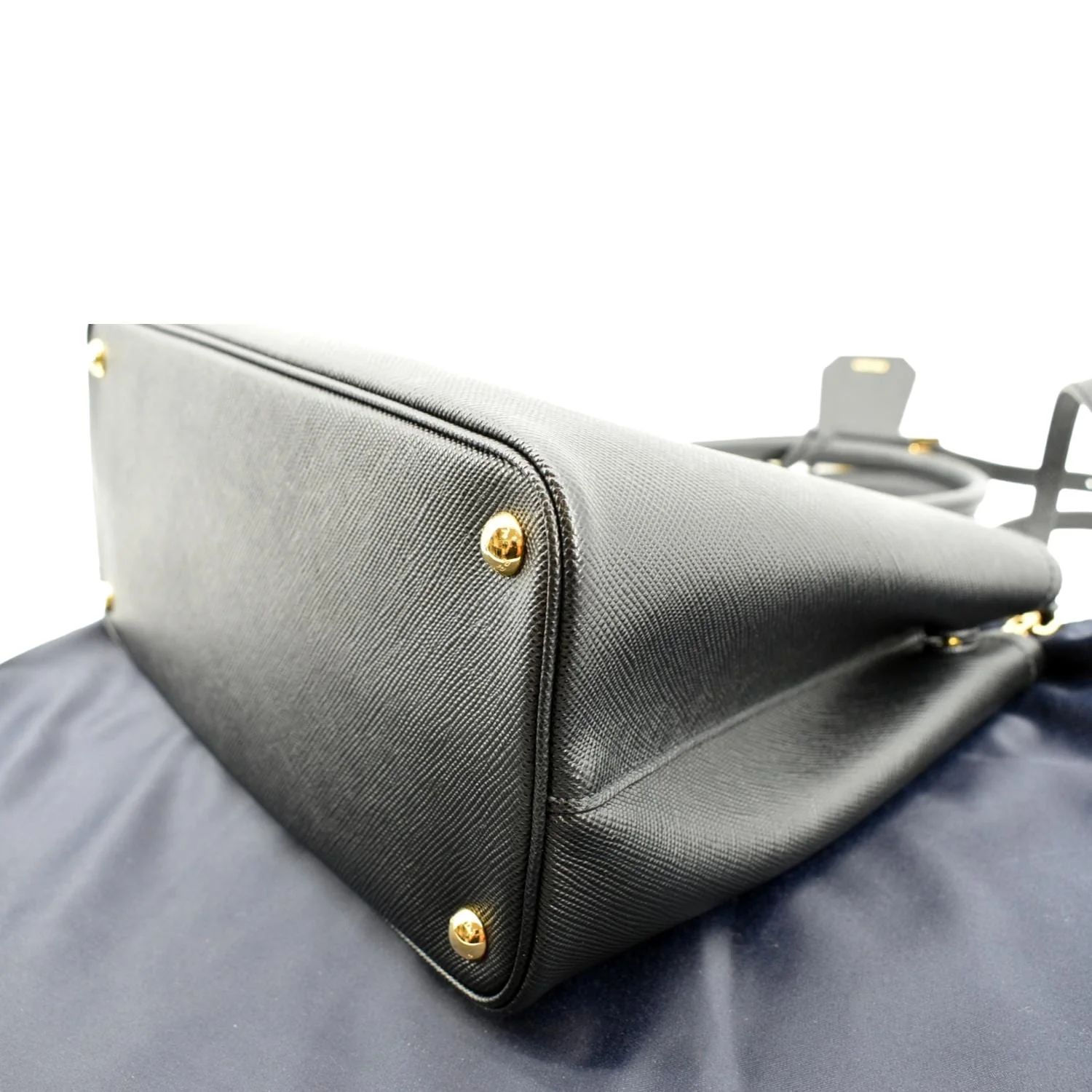 PRADA Double Handle Saffiano Leather Tote Bag Black - Image 8