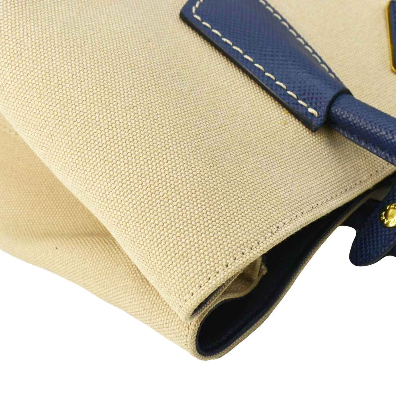 PRADA Double Handle Canvas Tote Shoulder Bag Beige - Image 5