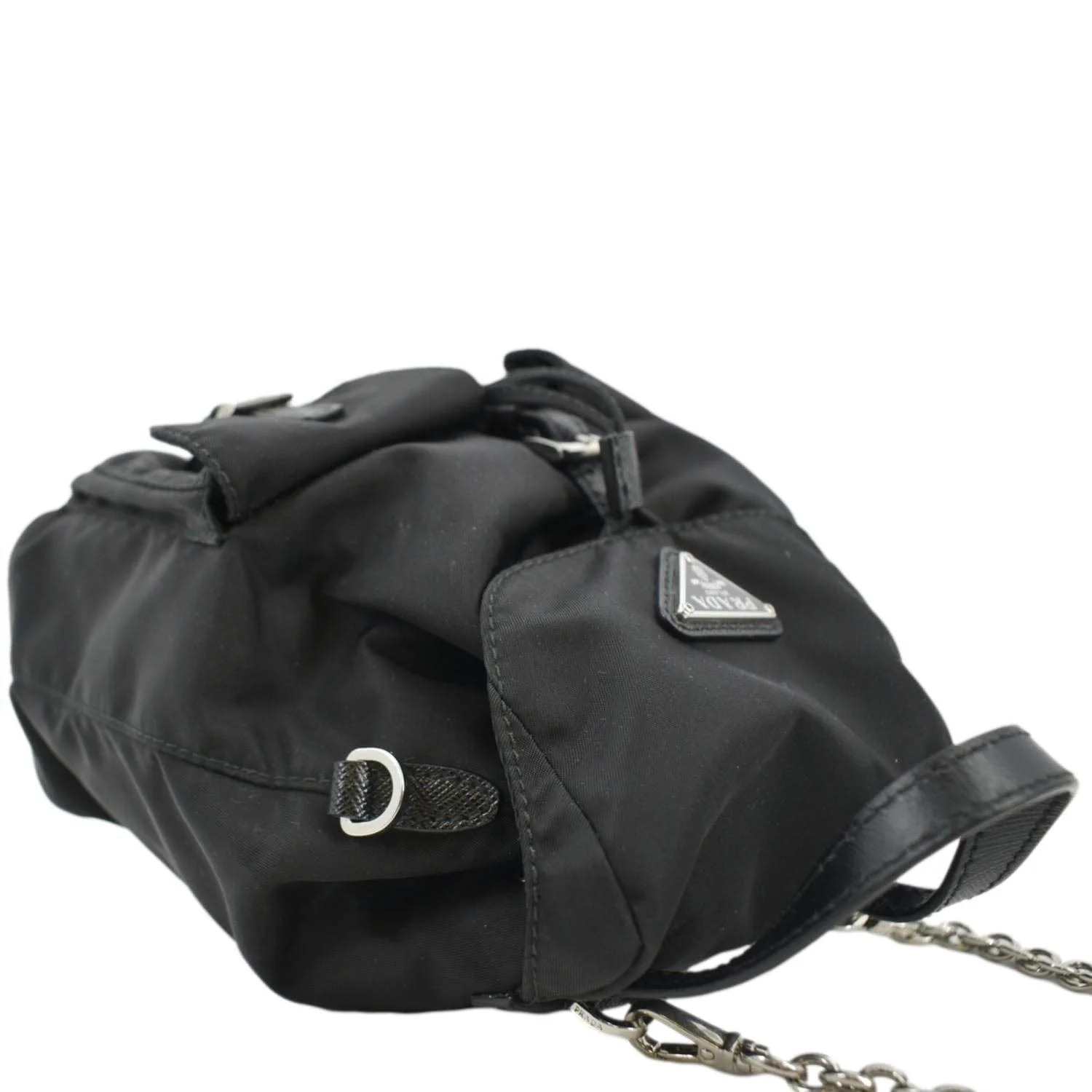 PRADA Double Pocket Mini Nylon Backpack Crossbody Bag Black - Image 6