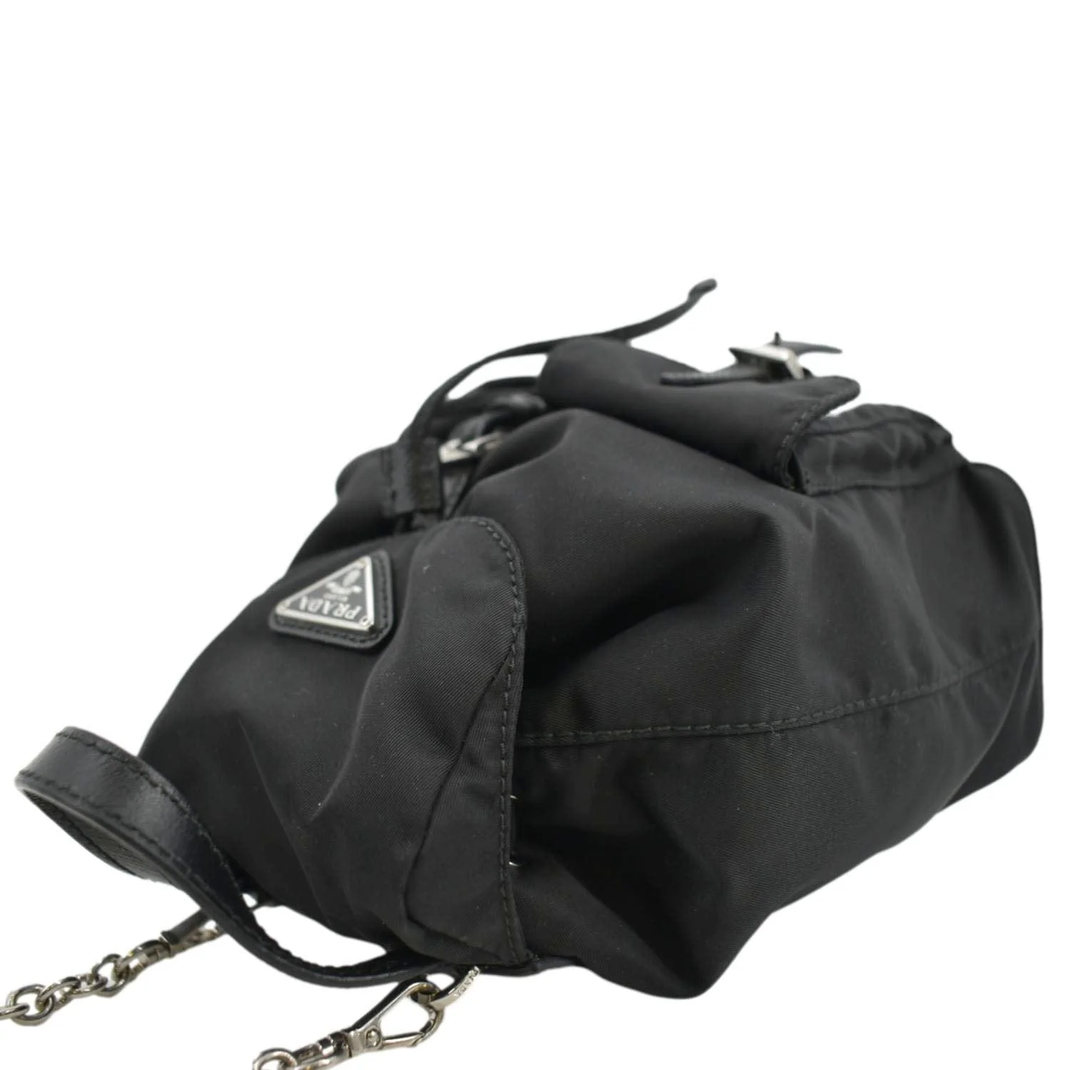 PRADA Double Pocket Mini Nylon Backpack Crossbody Bag Black - Image 7