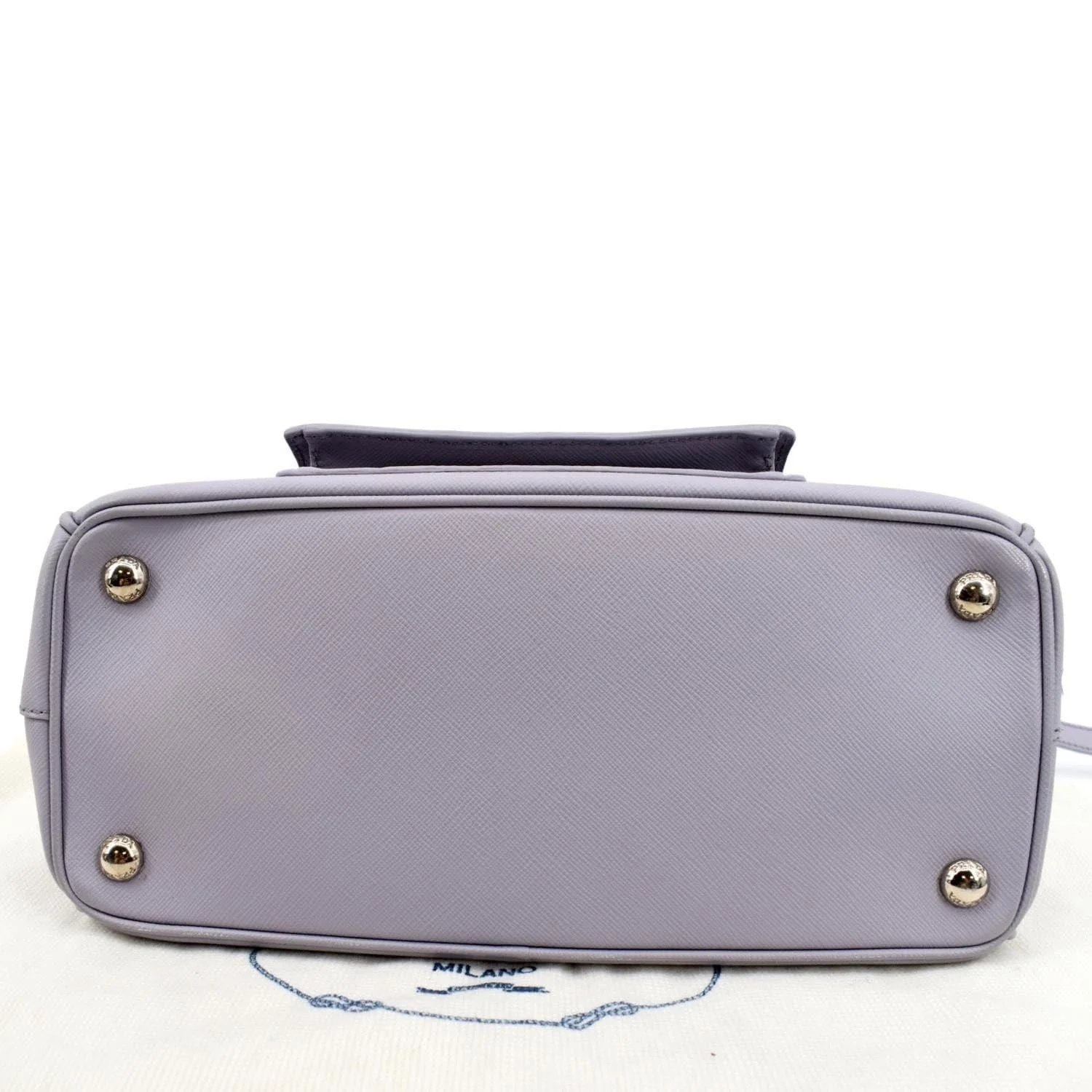 PRADA Front Pocket Double Zip Saffiano Leather Tote Shoulder Bag Light Purple - Image 10