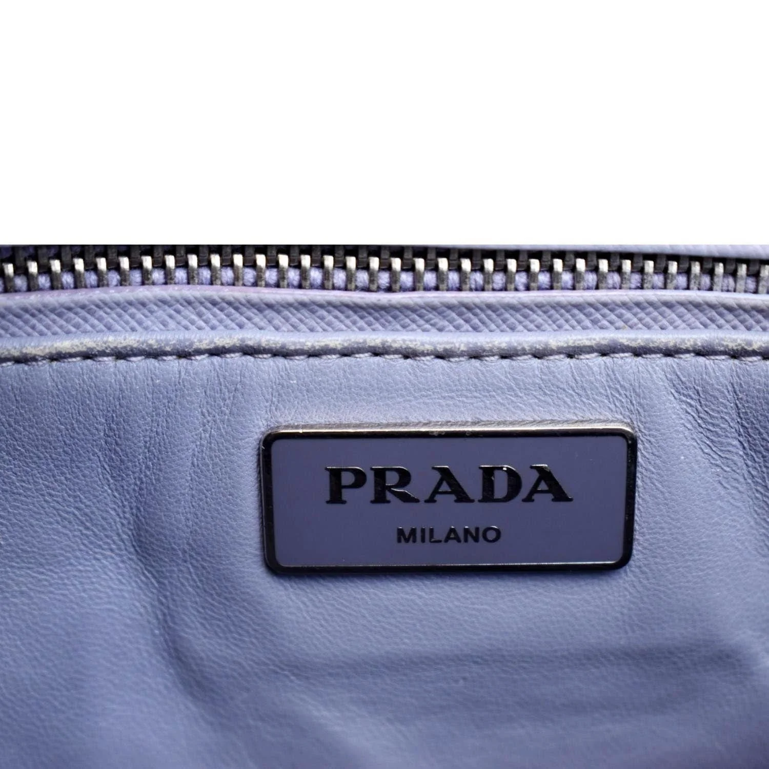 PRADA Front Pocket Double Zip Saffiano Leather Tote Shoulder Bag Light Purple - Image 12