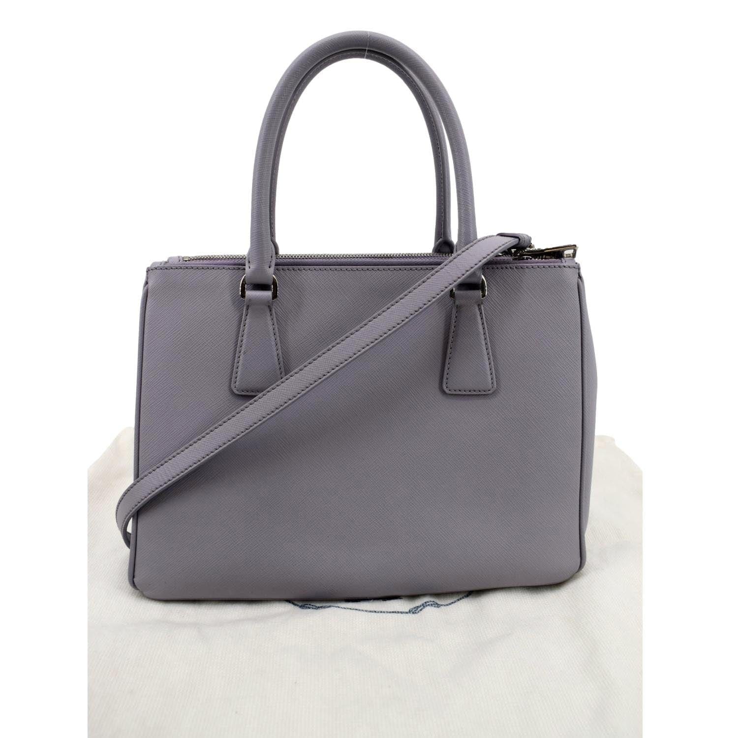 PRADA Front Pocket Double Zip Saffiano Leather Tote Shoulder Bag Light Purple - Image 4