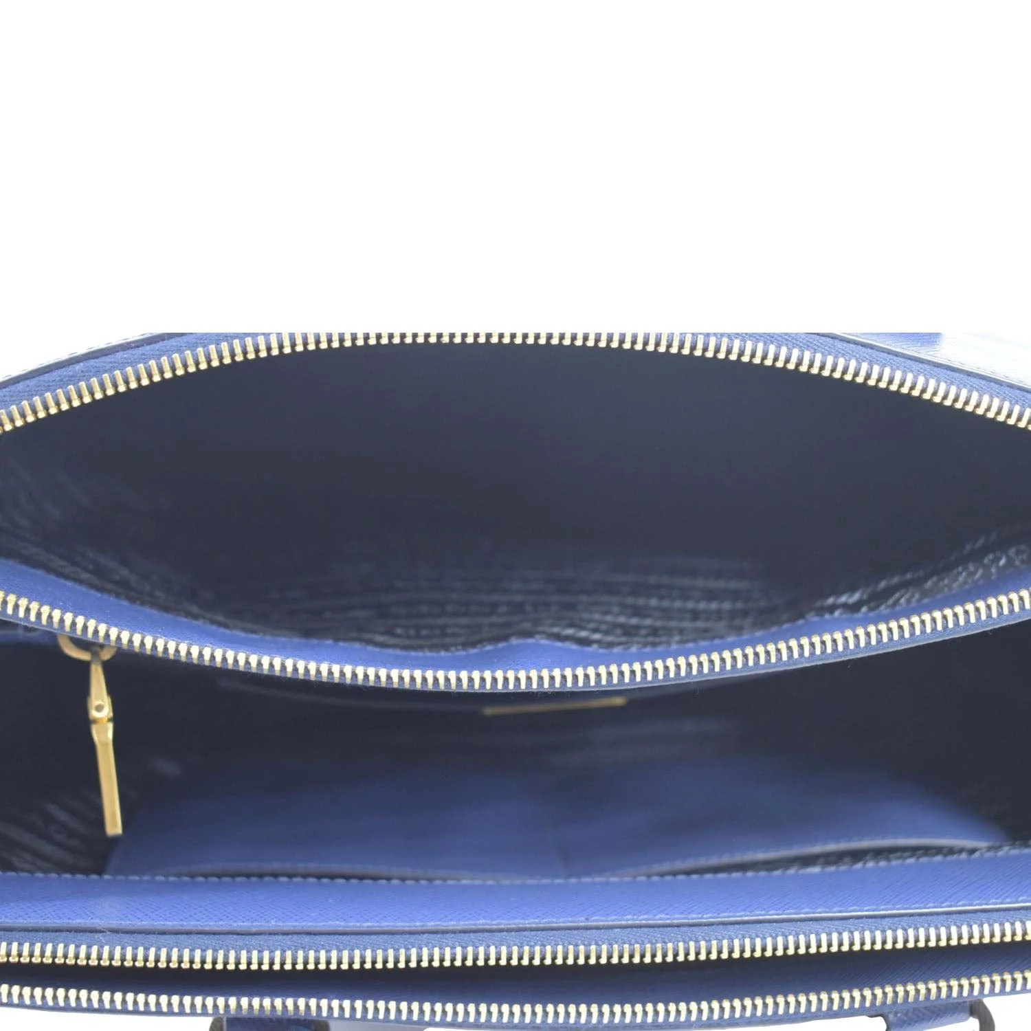 PRADA Galleria Double-Zip small Saffiano Leather Tote Bag Navy Blue - Image 13