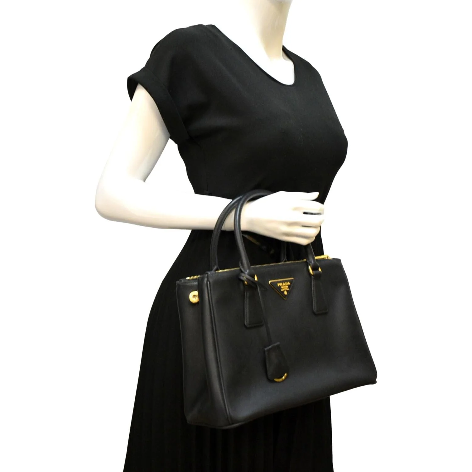 PRADA Galleria Double-Zip small Saffiano Leather Tote Bag Black - Image 2