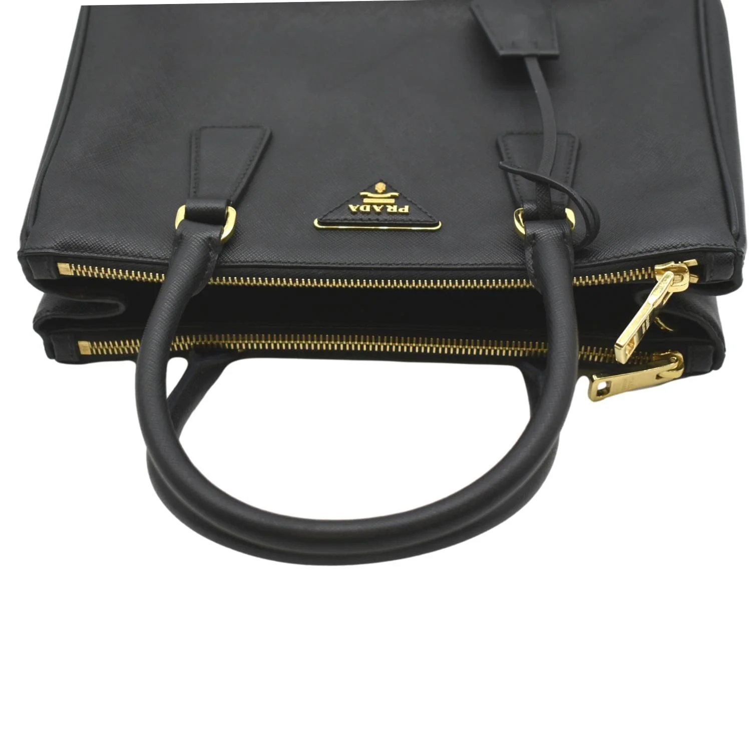 PRADA Galleria Double-Zip small Saffiano Leather Tote Bag Black - Image 5