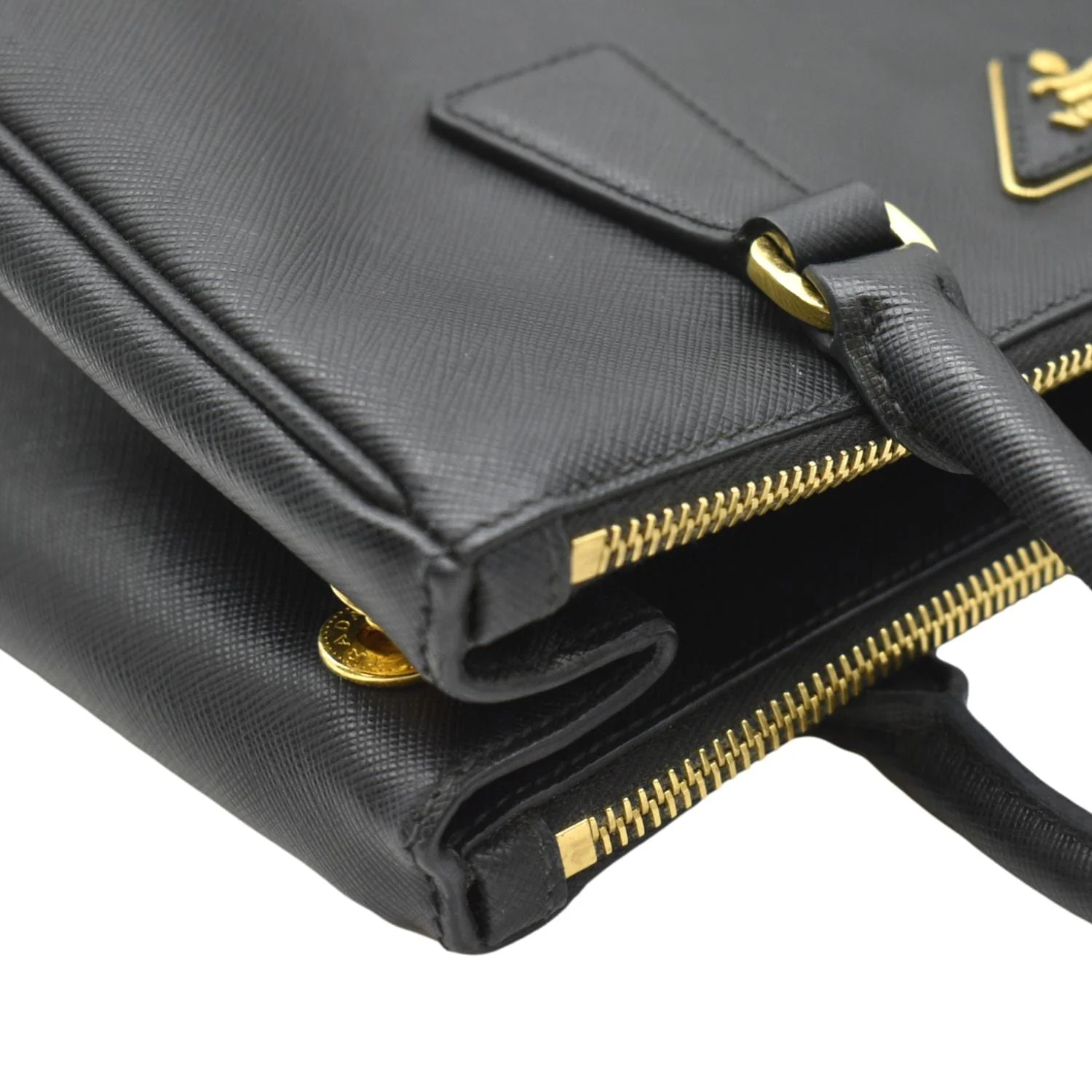 PRADA Galleria Double-Zip small Saffiano Leather Tote Bag Black - Image 6