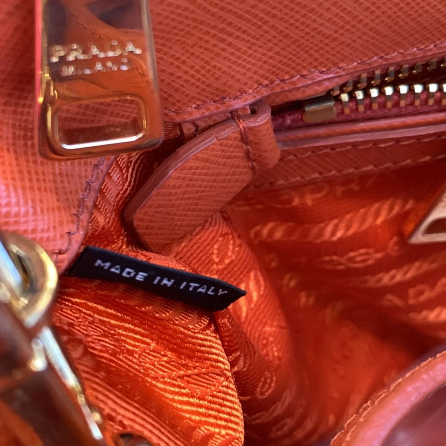 PRADA Galleria Double-Zip Saffiano Leather Tote Bag Orange - Image 15
