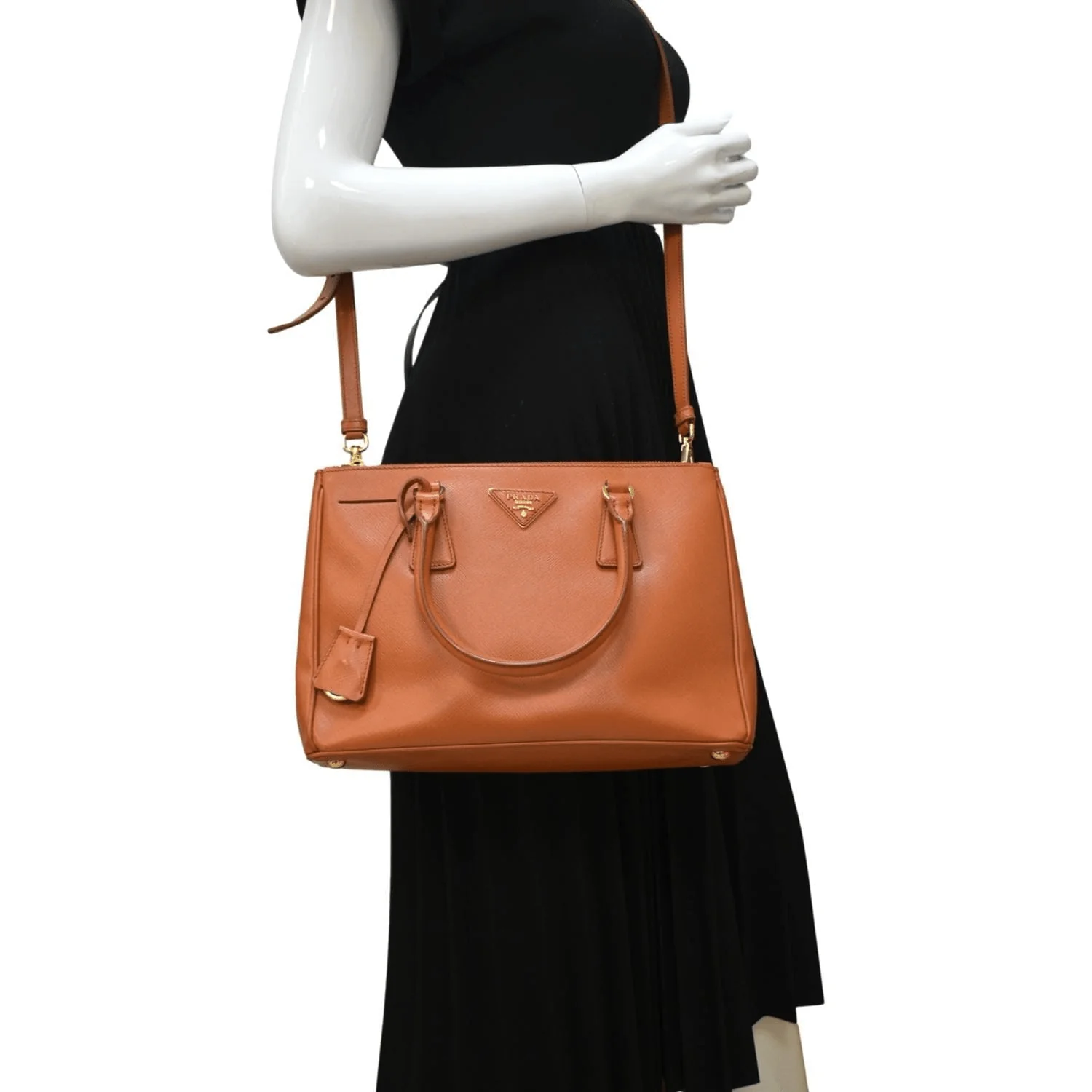 PRADA Galleria Double-Zip Saffiano Leather Tote Bag Orange - Image 2
