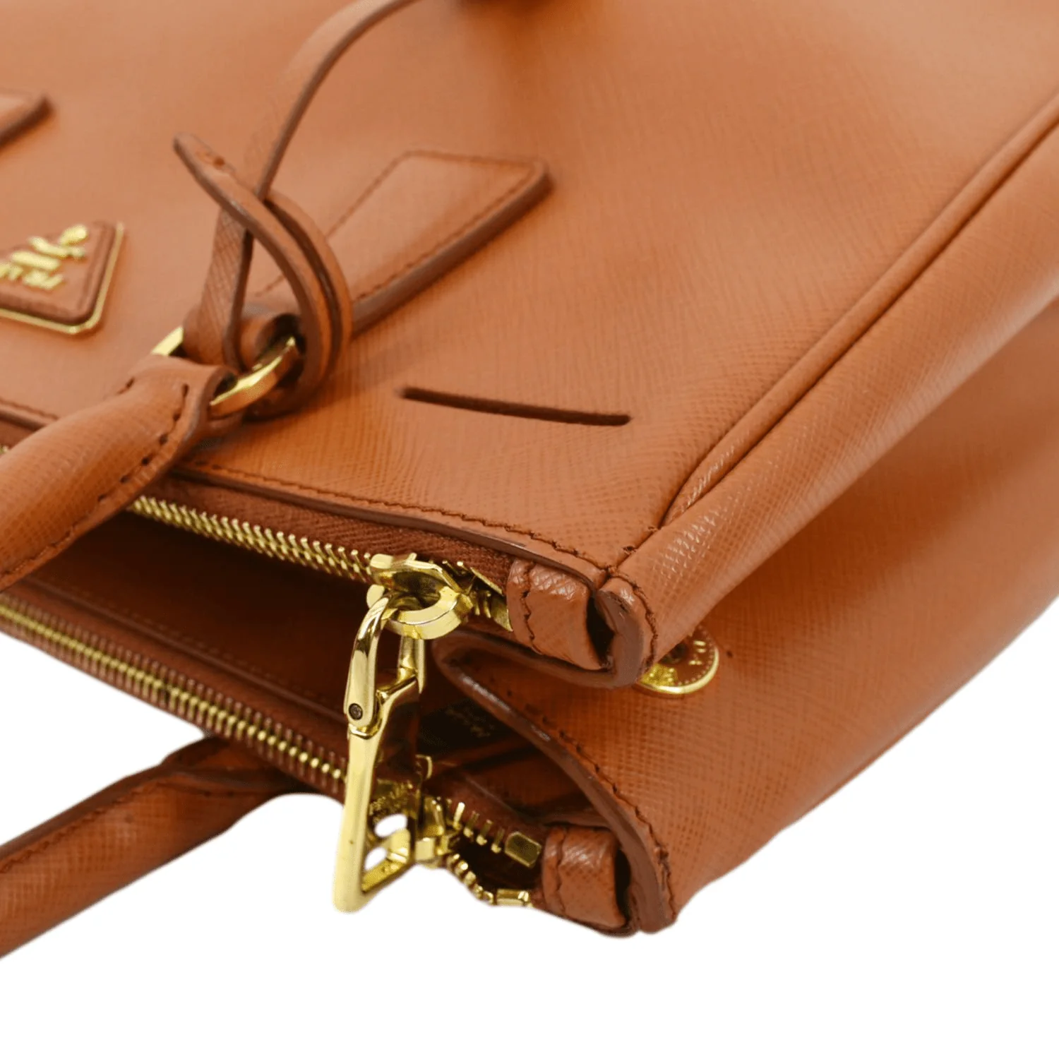 PRADA Galleria Double-Zip Saffiano Leather Tote Bag Orange - Image 6