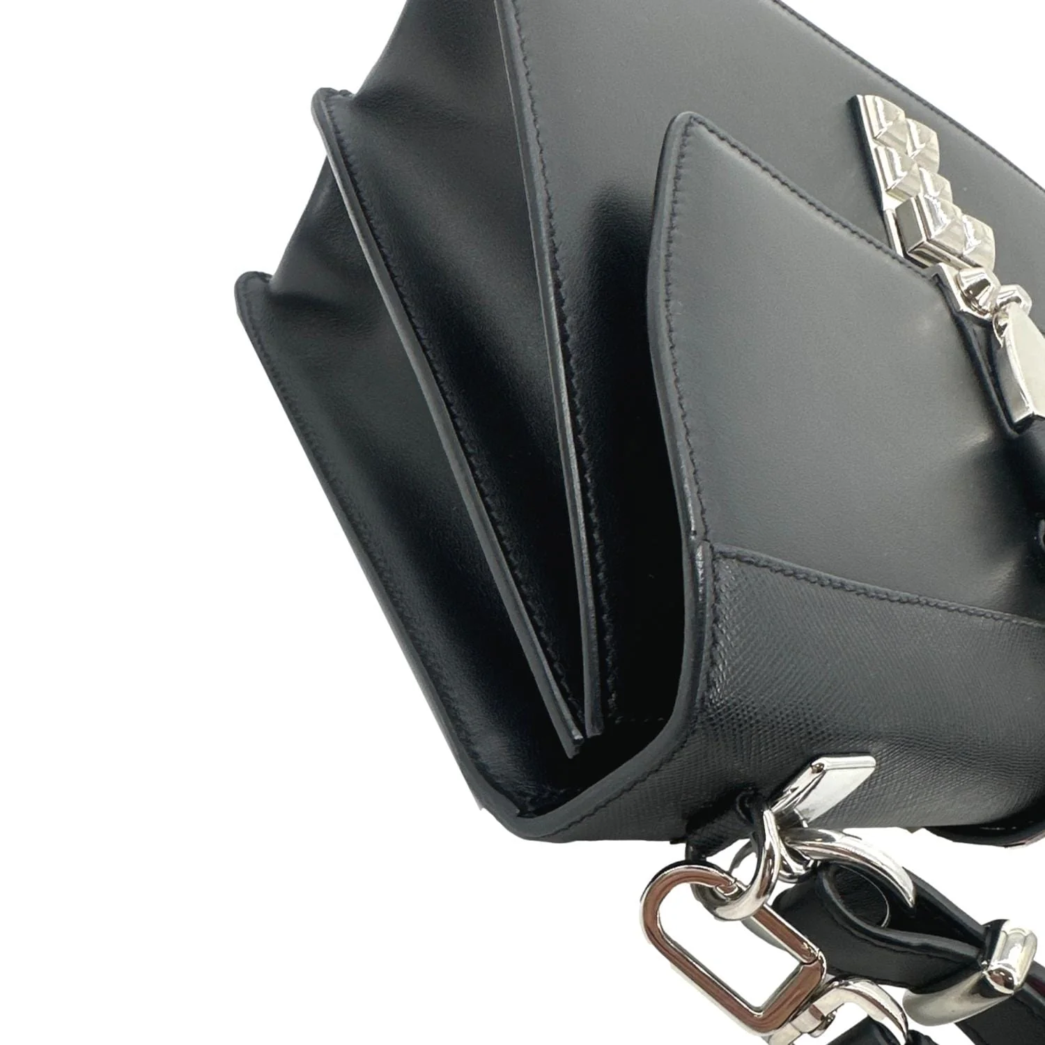 PRADA Elektra Calf Saffiano Leather Shoulder Bag Black - Image 8