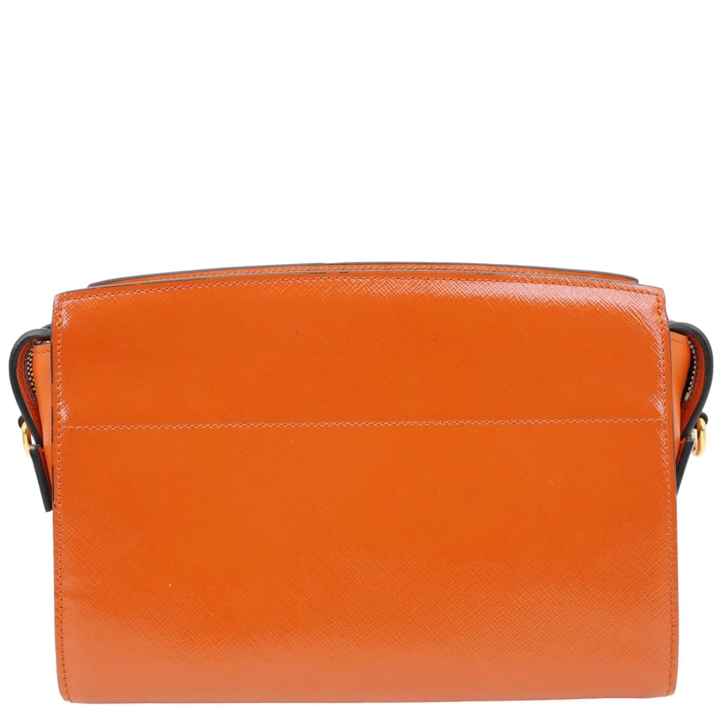 PRADA Esplanade Saffiano Vernice Leather Crossbody Bag Orange - Image 4