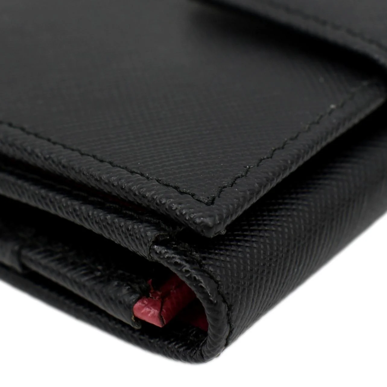 PRADA Fold Over Saffiano Leather Wallet Black - Image 10