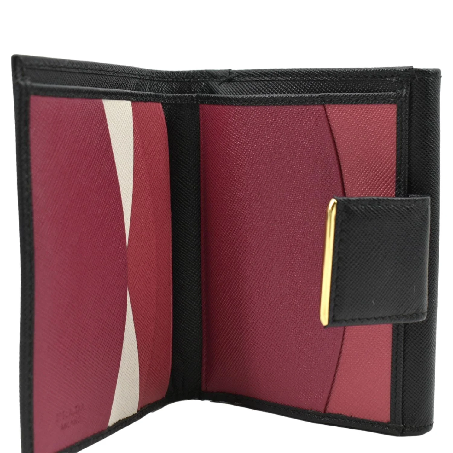 PRADA Fold Over Saffiano Leather Wallet Black - Image 12