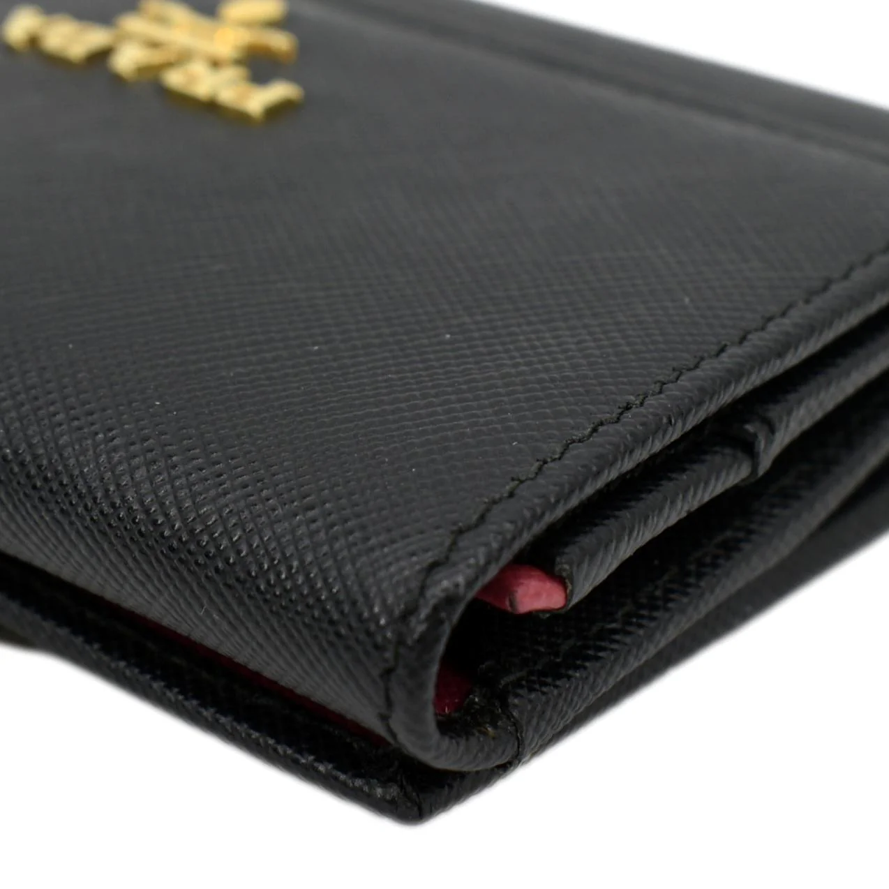 PRADA Fold Over Saffiano Leather Wallet Black - Image 5