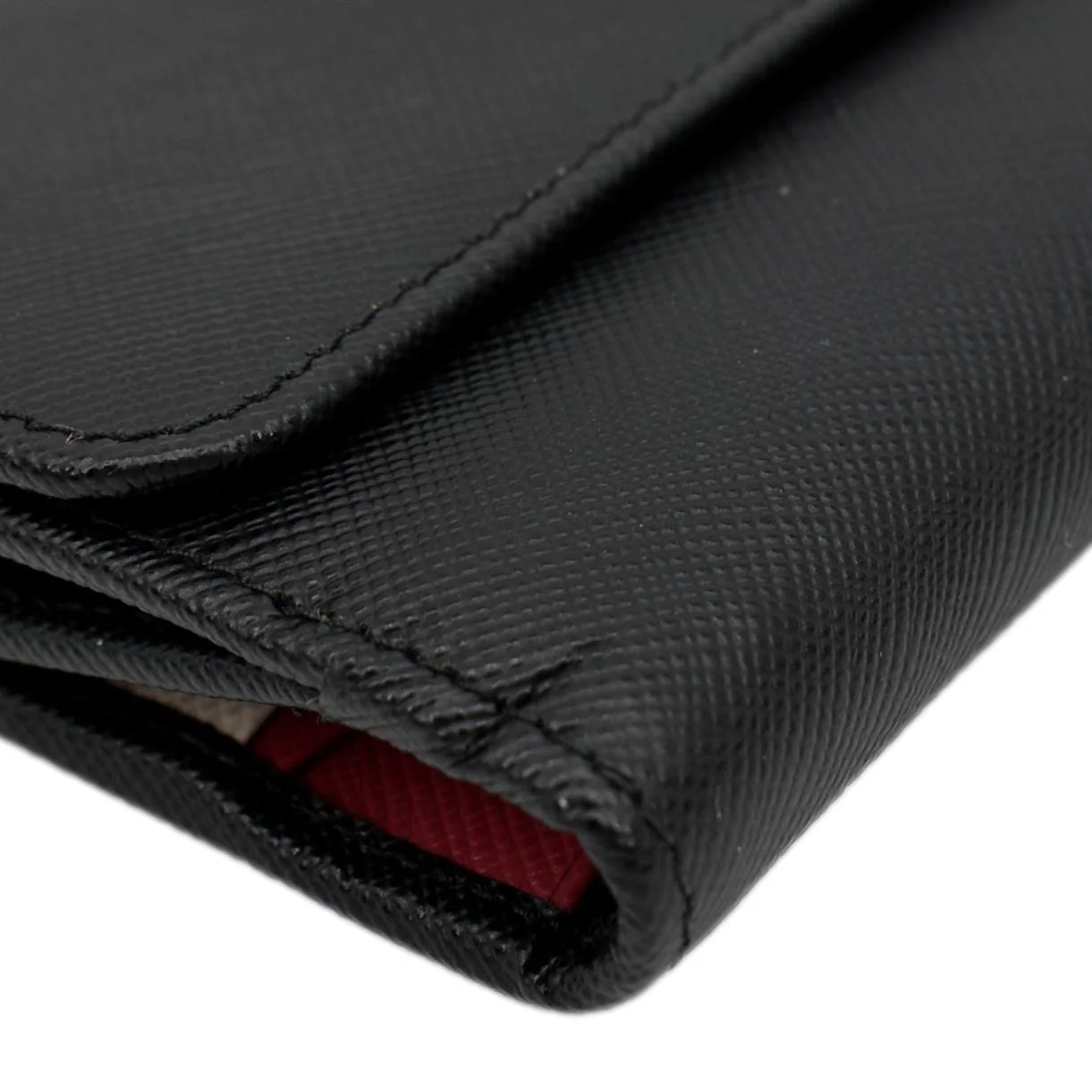 PRADA Fold Over Saffiano Leather Wallet Black - Image 6