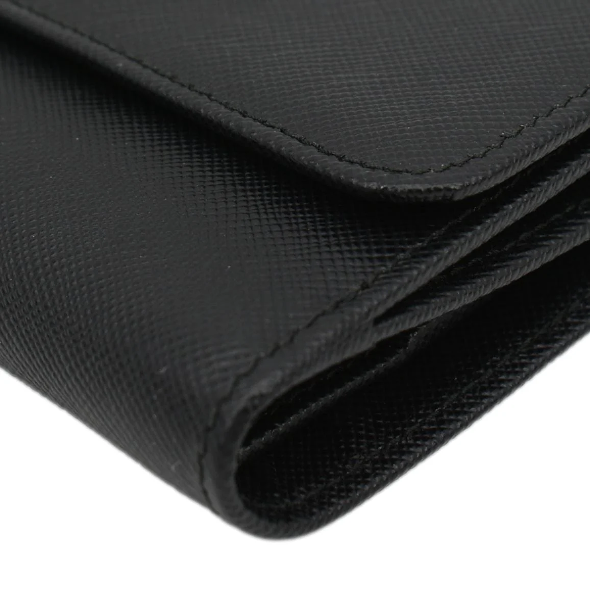 PRADA Fold Over Saffiano Leather Wallet Black - Image 7