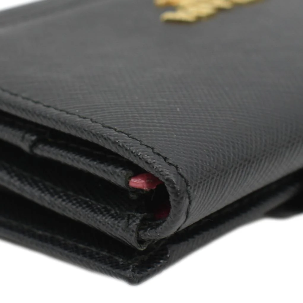 PRADA Fold Over Saffiano Leather Wallet Black - Image 8