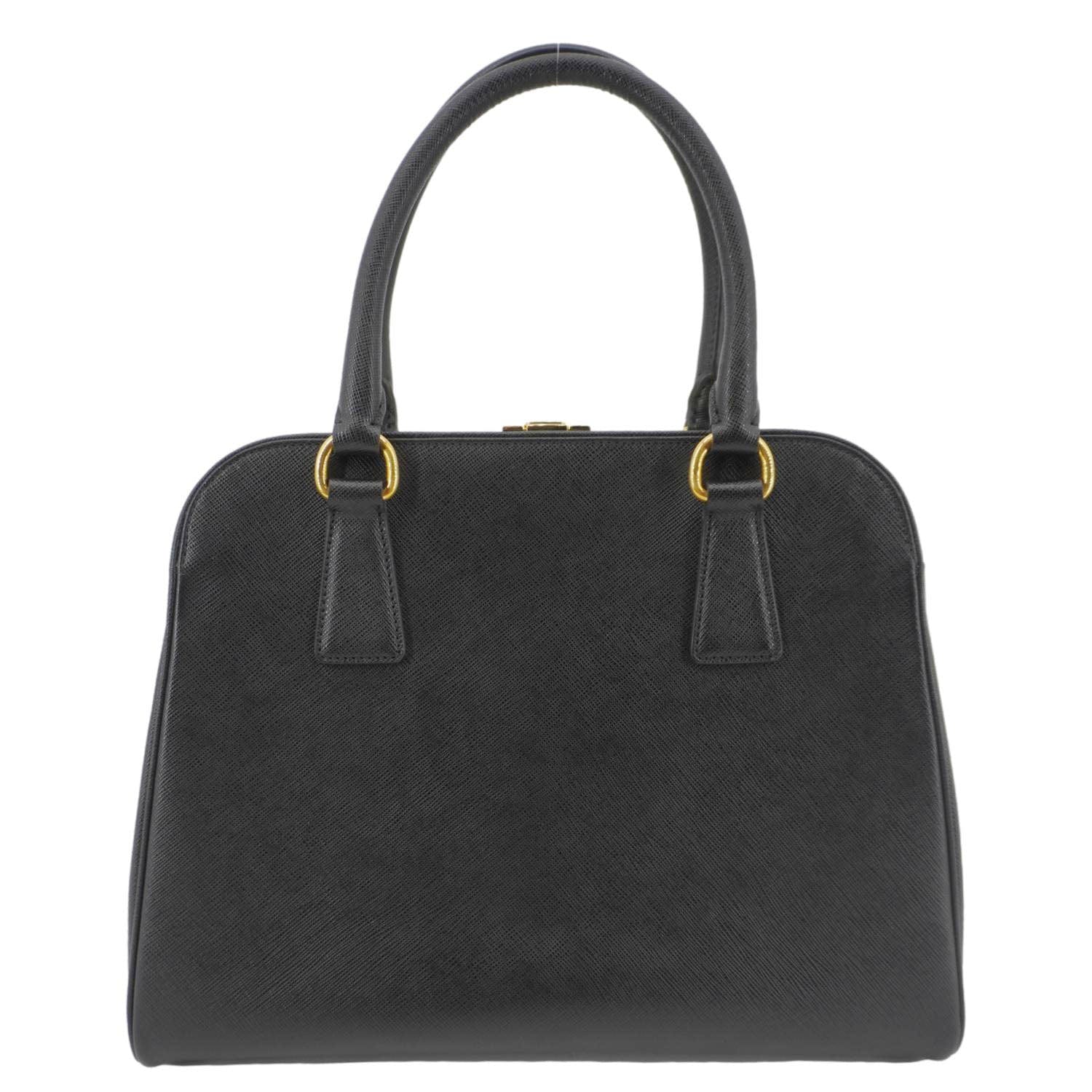 PRADA Frame Saffiano Leather Top Handle Bag Black - Image 3