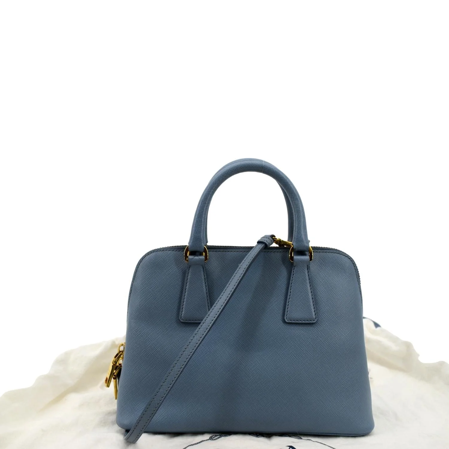 PRADA Fuoco Lux Saffiano Leather Crossbody Bag Light Blue - Image 3
