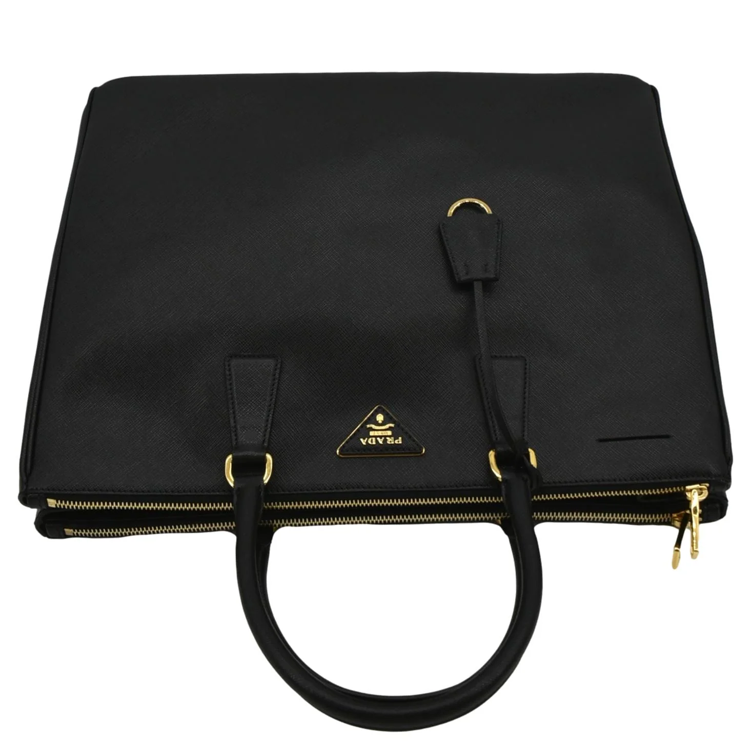 PRADA Galleria Double-Zip Saffiano Leather Tote Bag Black - Image 4
