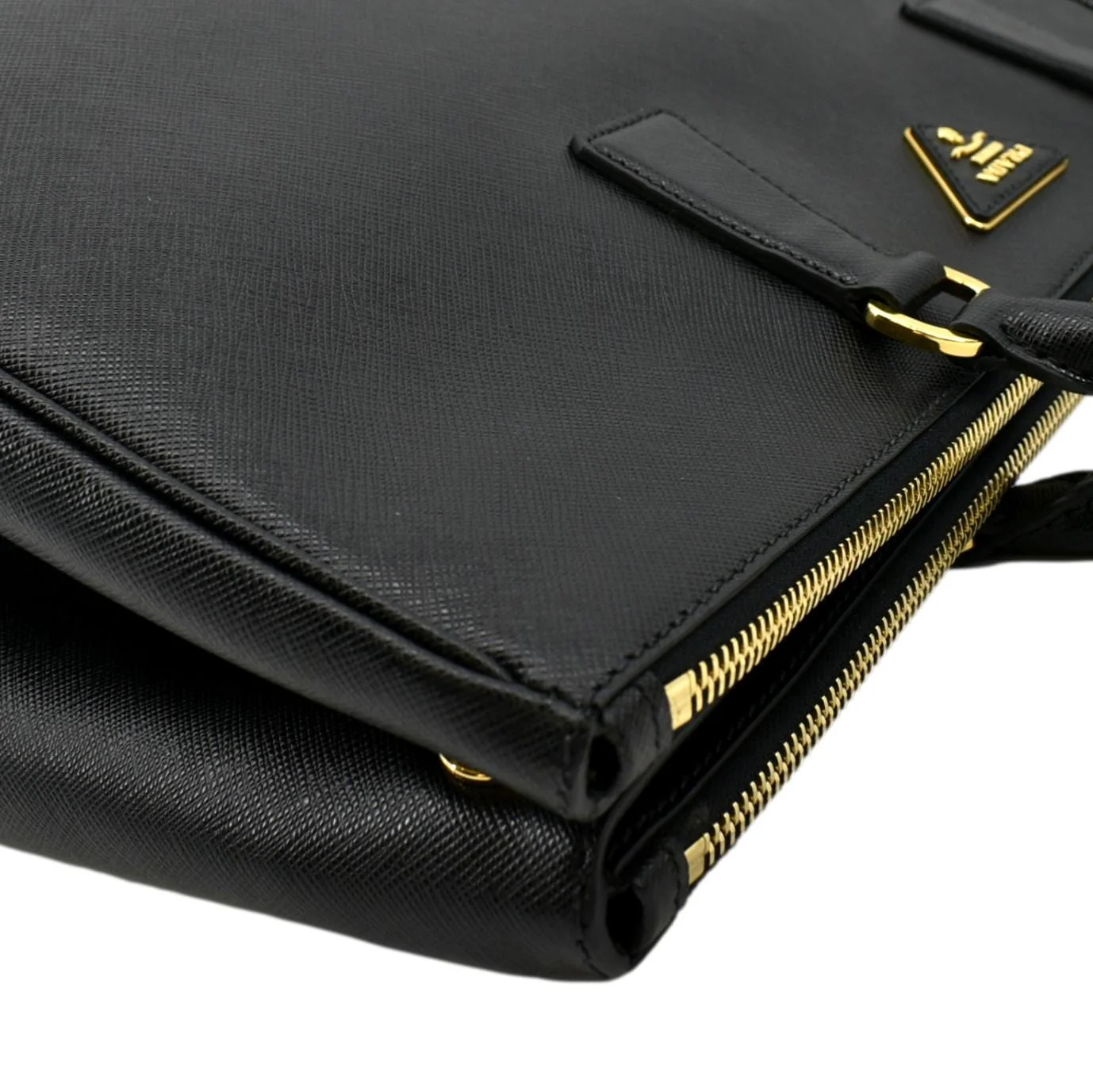 PRADA Galleria Double-Zip Saffiano Leather Tote Bag Black - Image 5
