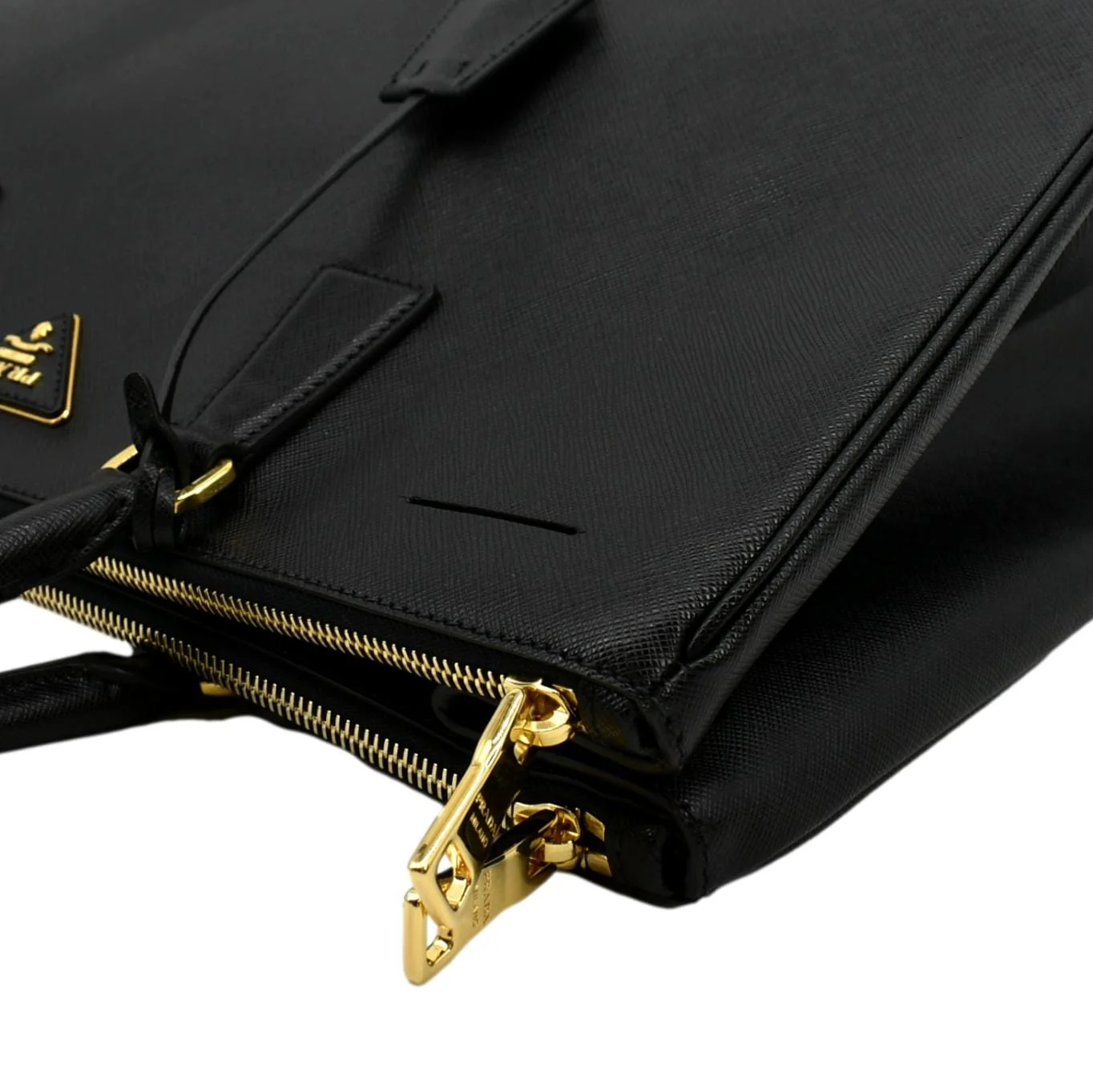 PRADA Galleria Double-Zip Saffiano Leather Tote Bag Black - Image 6