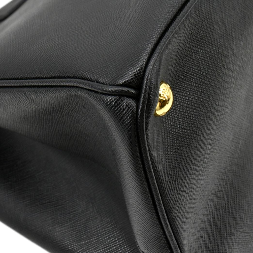 PRADA Galleria Double-Zip Saffiano Leather Tote Bag Black - Image 7