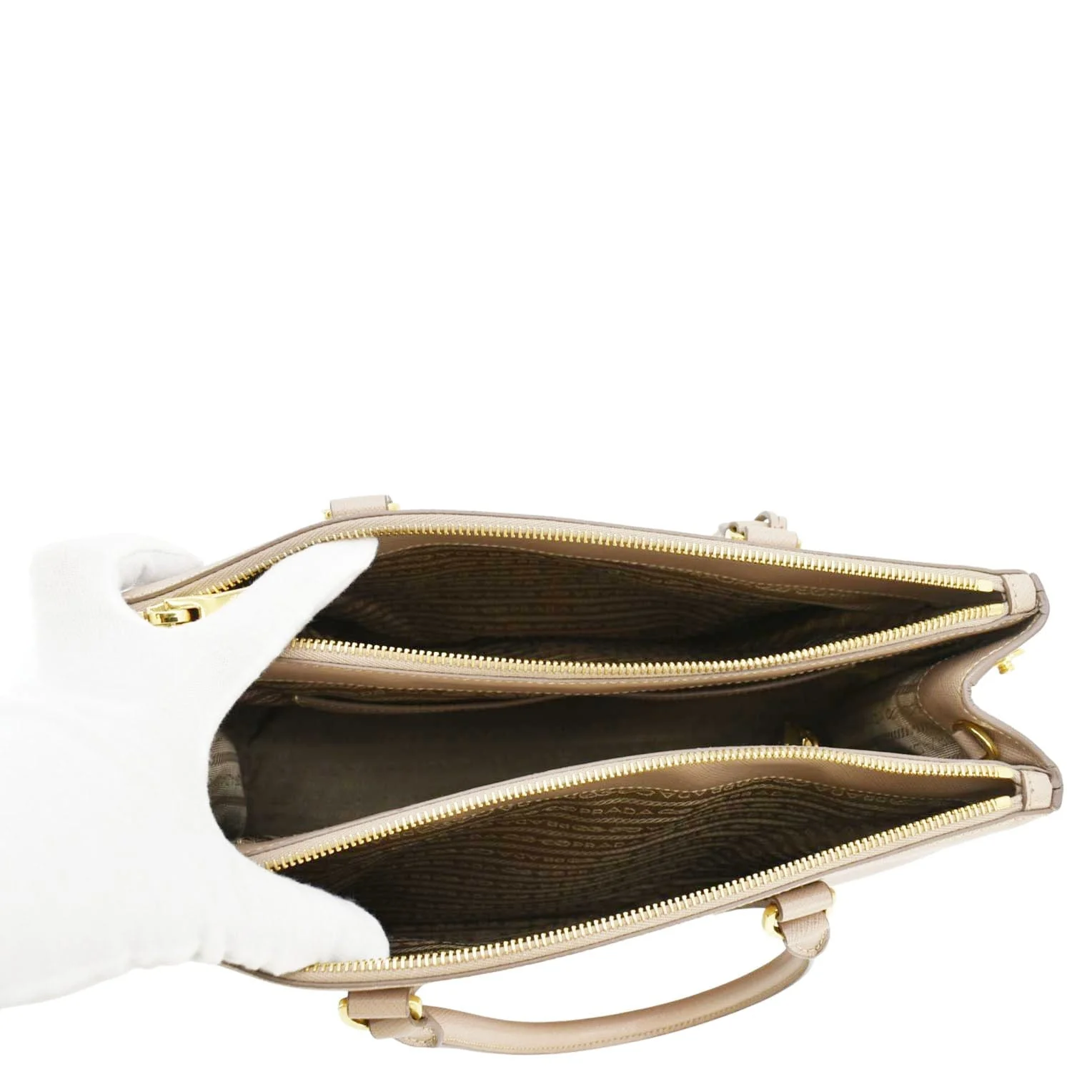 PRADA Galleria Double-Zip Medium Saffiano Leather Tote Bag Cameo - Image 14