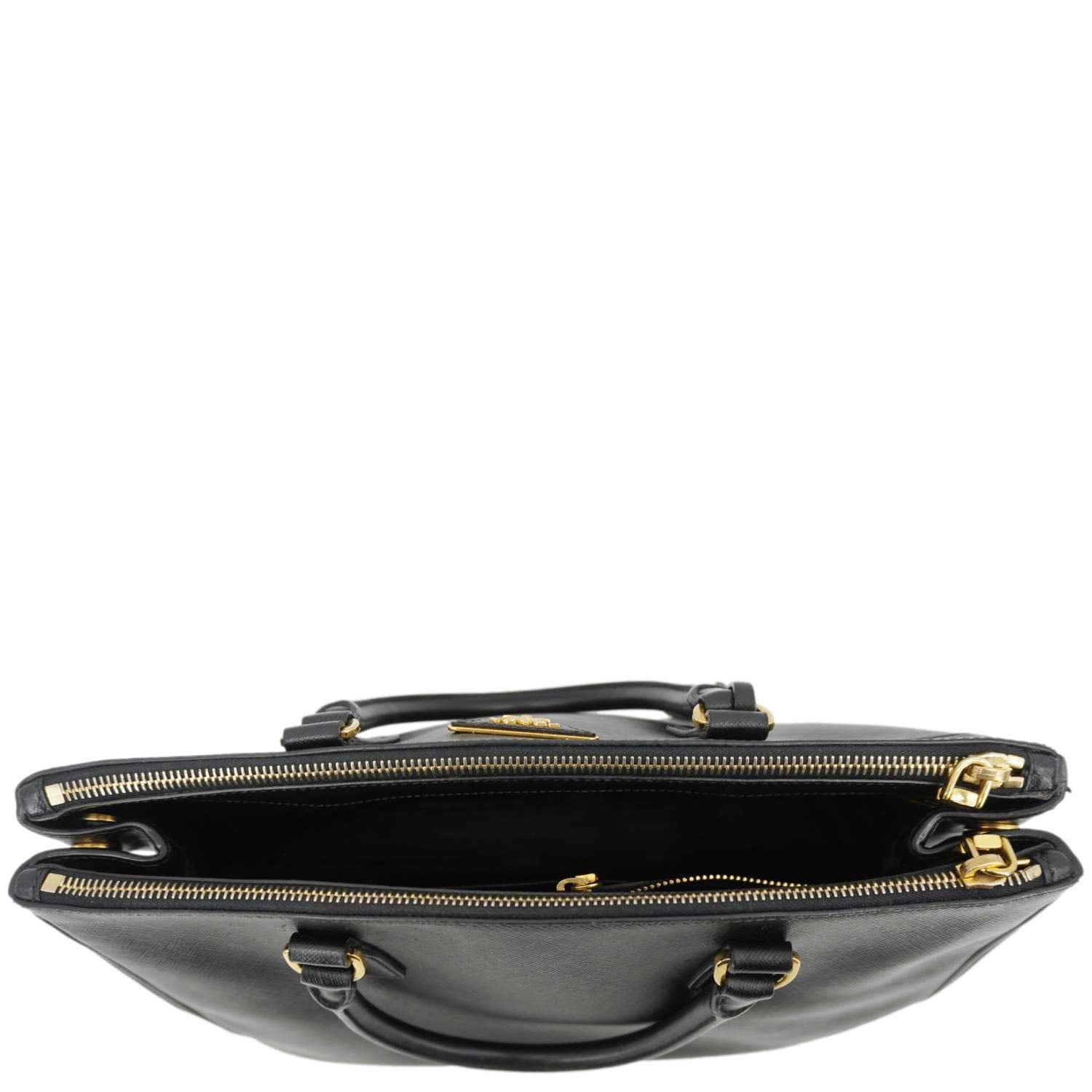 PRADA Galleria Double Zip Saffiano Leather Top Handle Tote Bag Black - Image 13