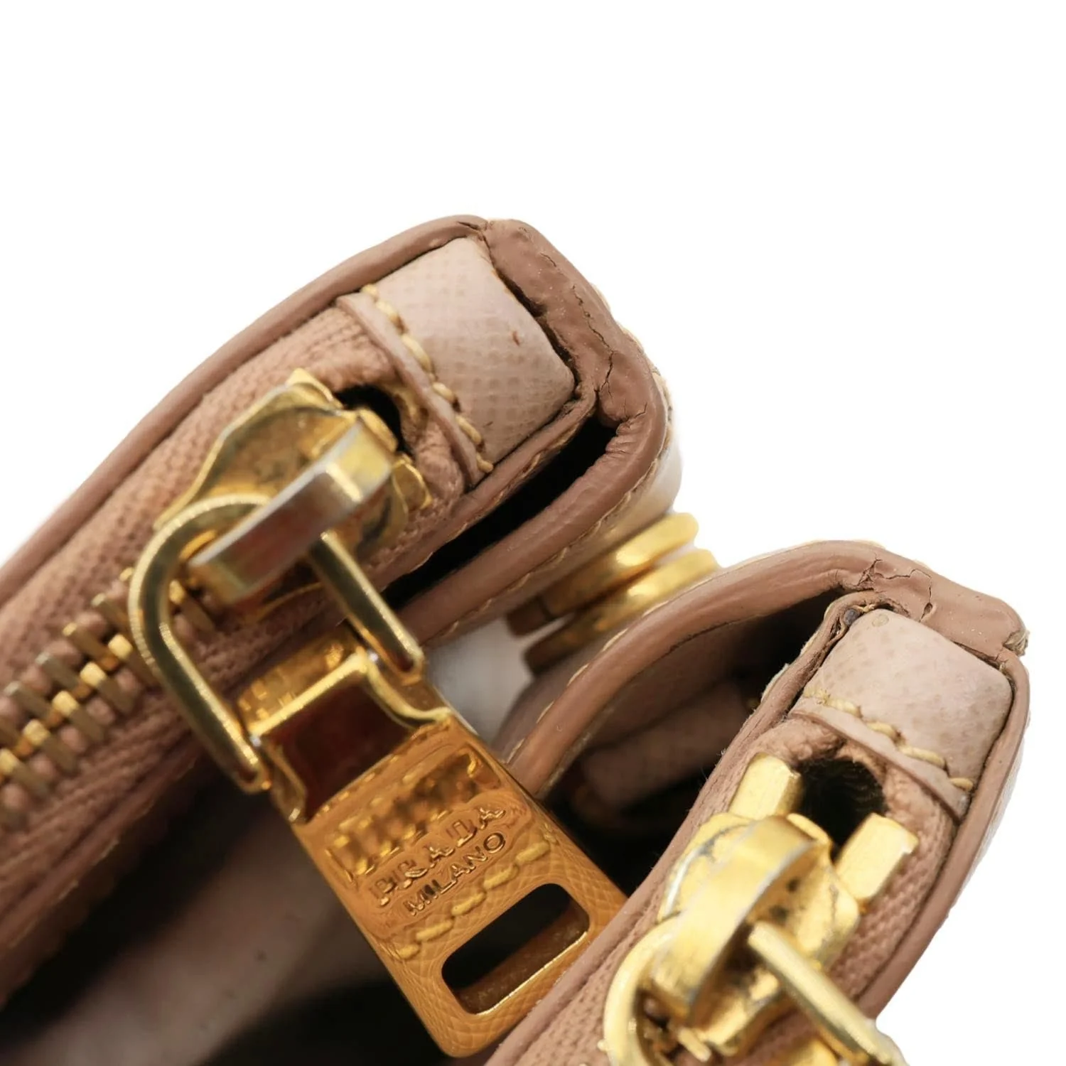 PRADA Galleria Double Zip Saffiano Leather Top Handle Tote Bag Beige - Image 16