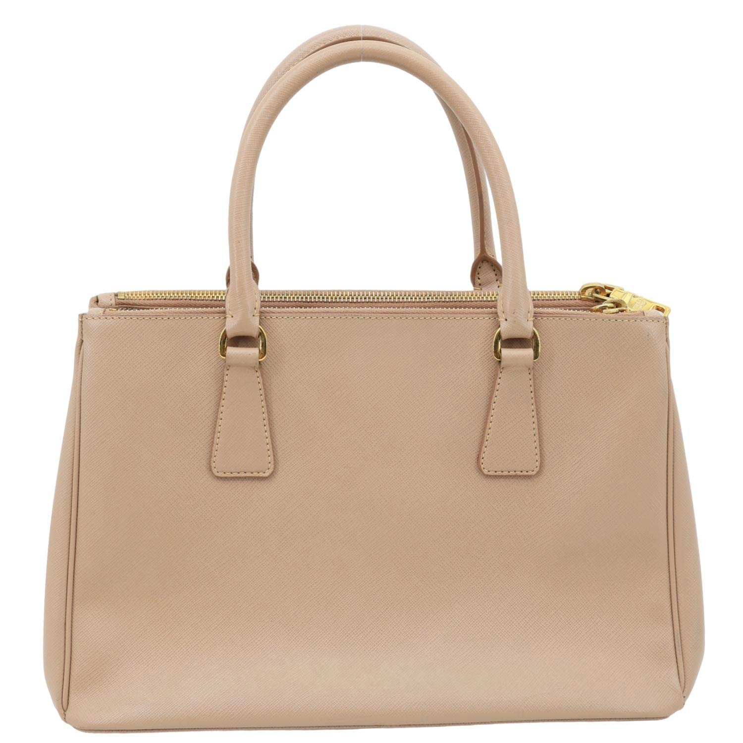PRADA Galleria Double Zip Saffiano Leather Top Handle Tote Bag Beige - Image 4