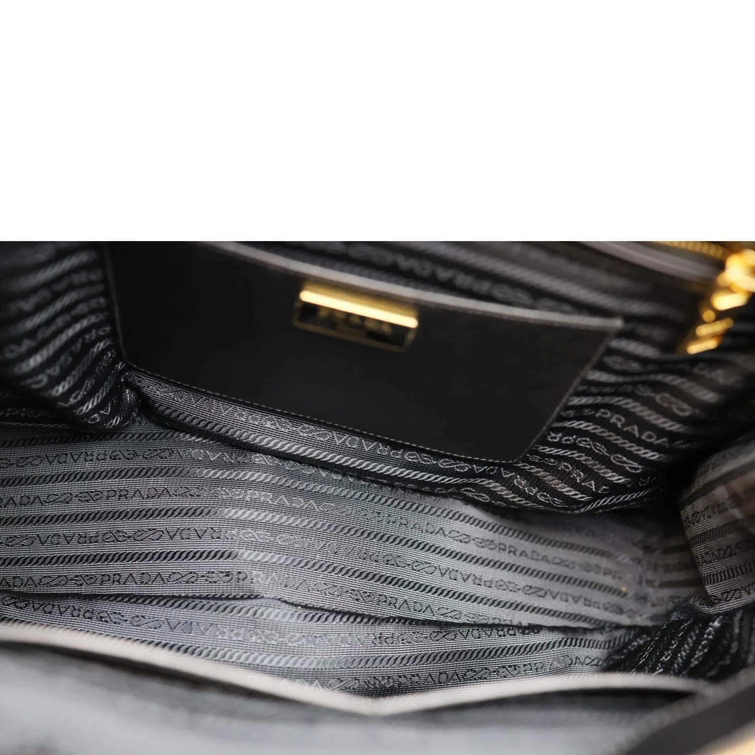PRADA Galleria Double Zip Saffiano Leather Top Handle Shoulder Bag Black - Image 10