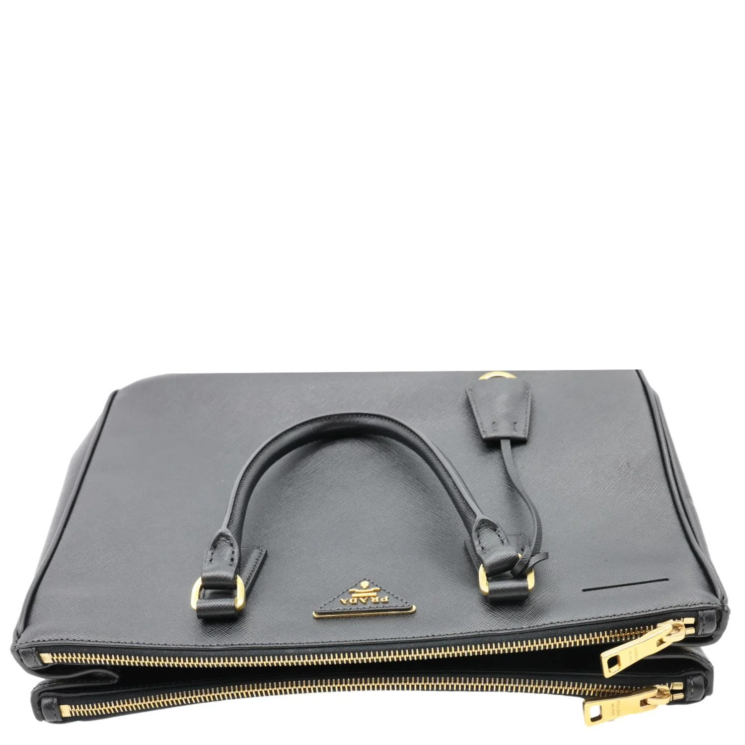 PRADA Galleria Double Zip Saffiano Leather Top Handle Shoulder Bag Black - Image 4