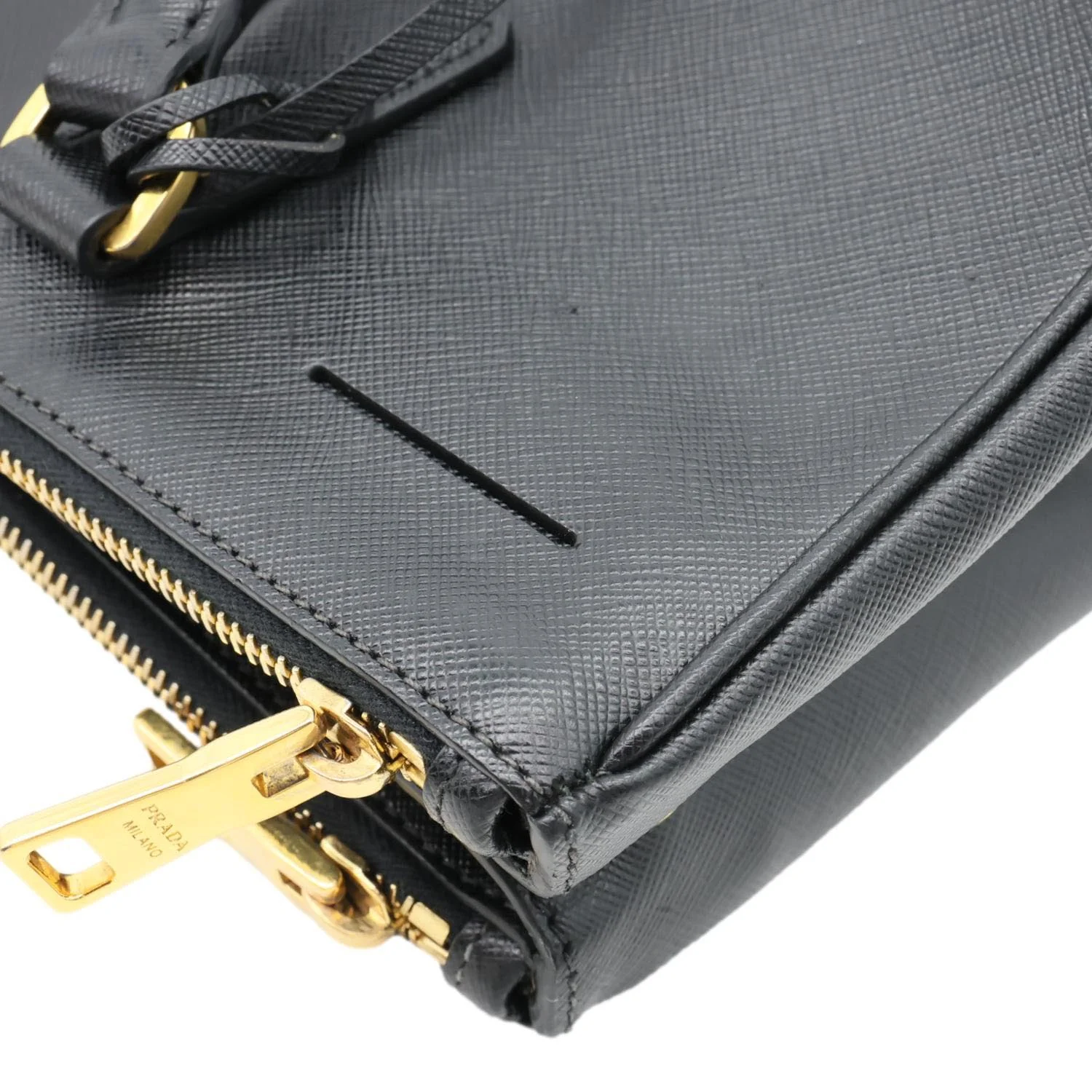 PRADA Galleria Double Zip Saffiano Leather Top Handle Shoulder Bag Black - Image 5