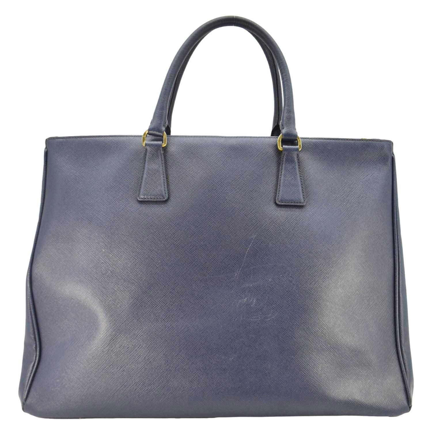 PRADA Galleria Double Zip Saffiano Leather Top Handle Tote Bag Blue - Image 6